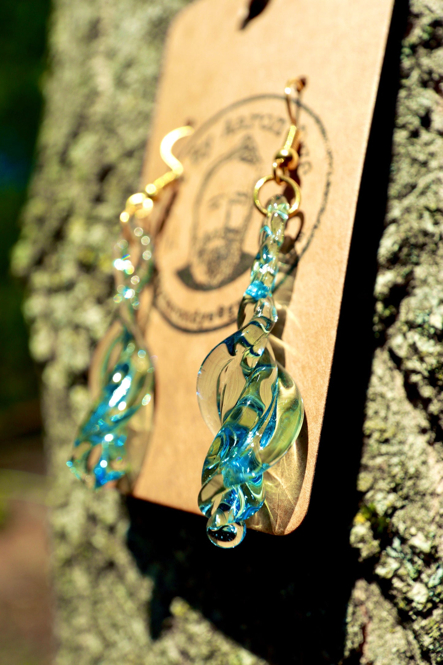 Vibrant Sea Blue Glass Earrings - Handmade Statement Jewelry - Glass Blown Gift