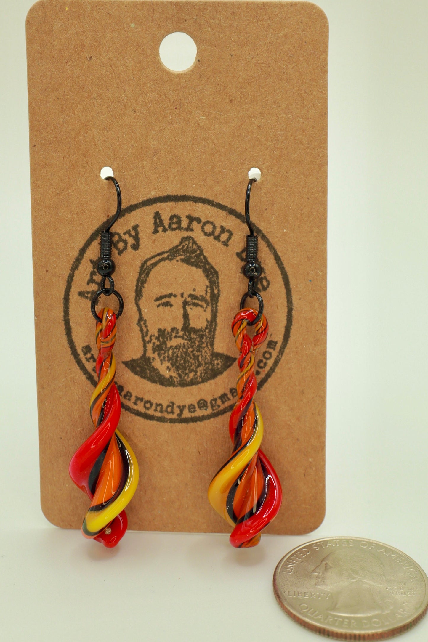 Fire Twist Blown Glass Drop Earrings - Handmade Hypoallergenic Colorful Jewelry | Art By Aaron Dye
