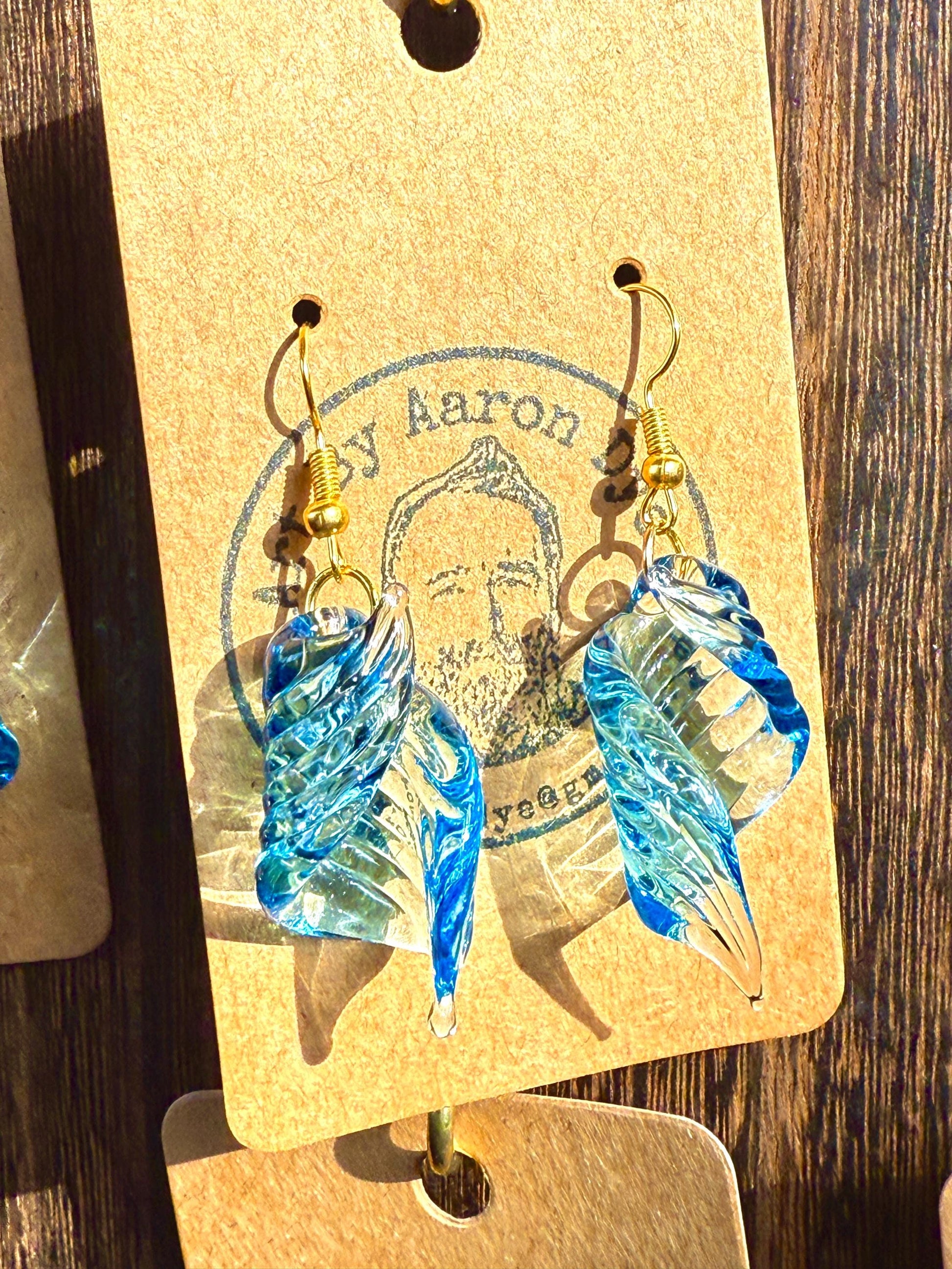 Handmade Lake Michigan Blue Blown Glass Earrings - Hypoallergenic Jewelry | Art By Aaron Dye