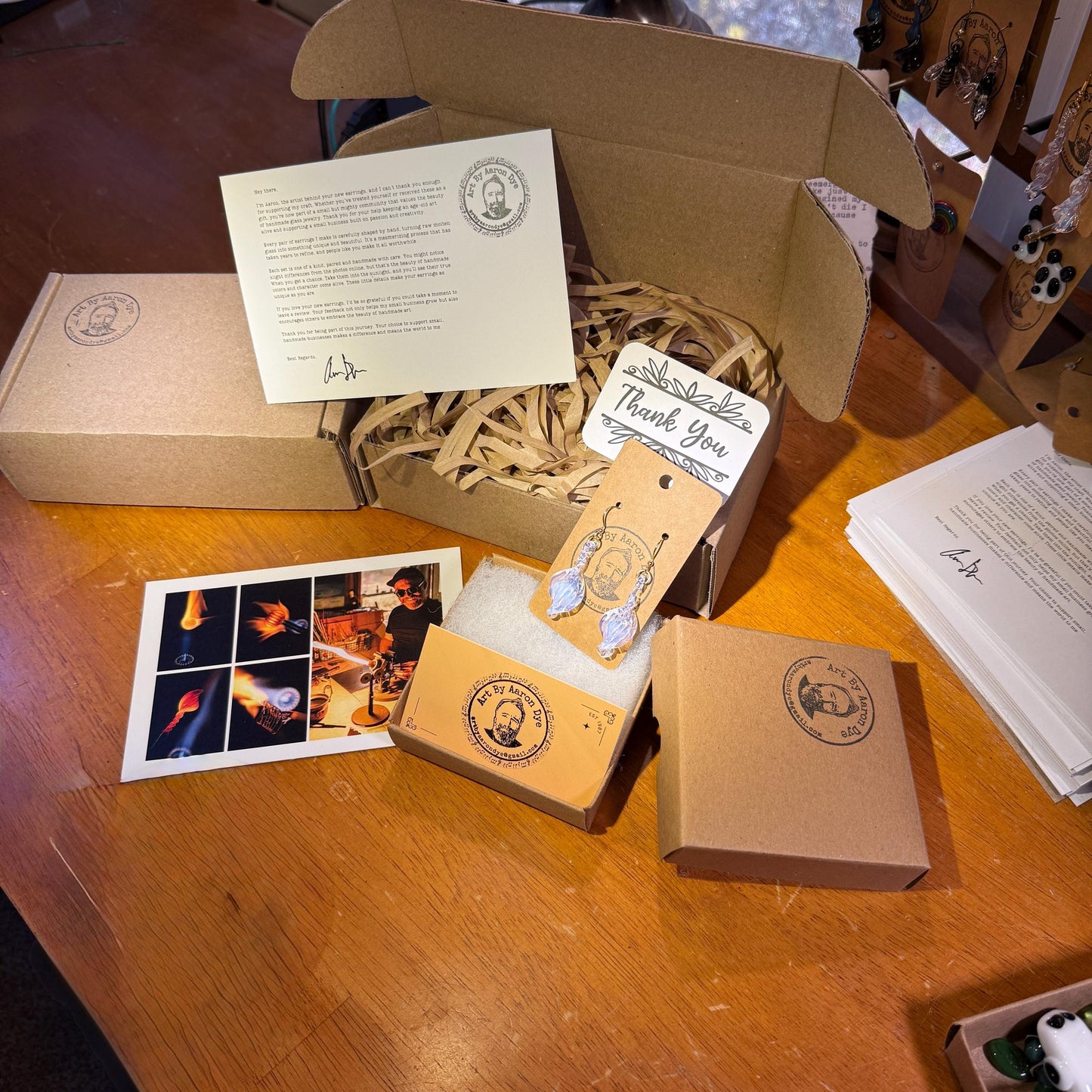 Elegant Blown Glass Earrings - Handmade Opalescent Gift For Her - Hypoallergenic | Art By Aaron Dye