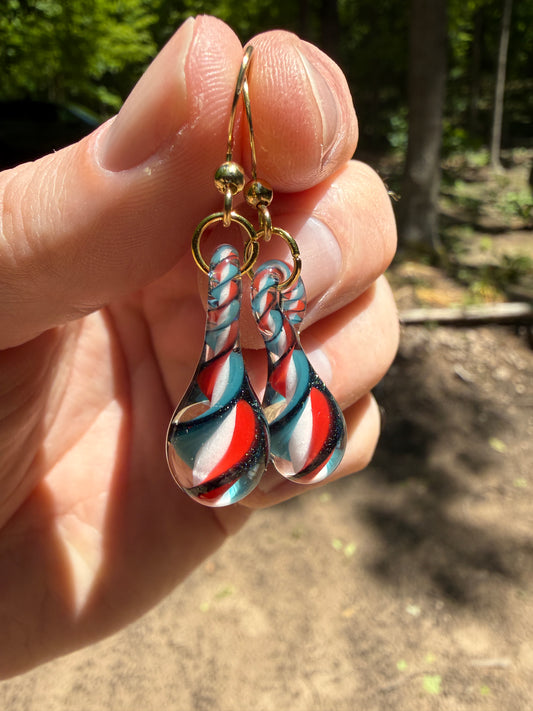 USA Blown Glass Drop Earrings