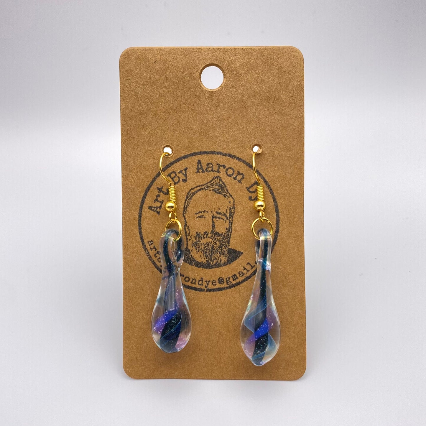 Blue Drop Blown Glass Earrings - Handmade Jewelry | Art By Aaron Dye