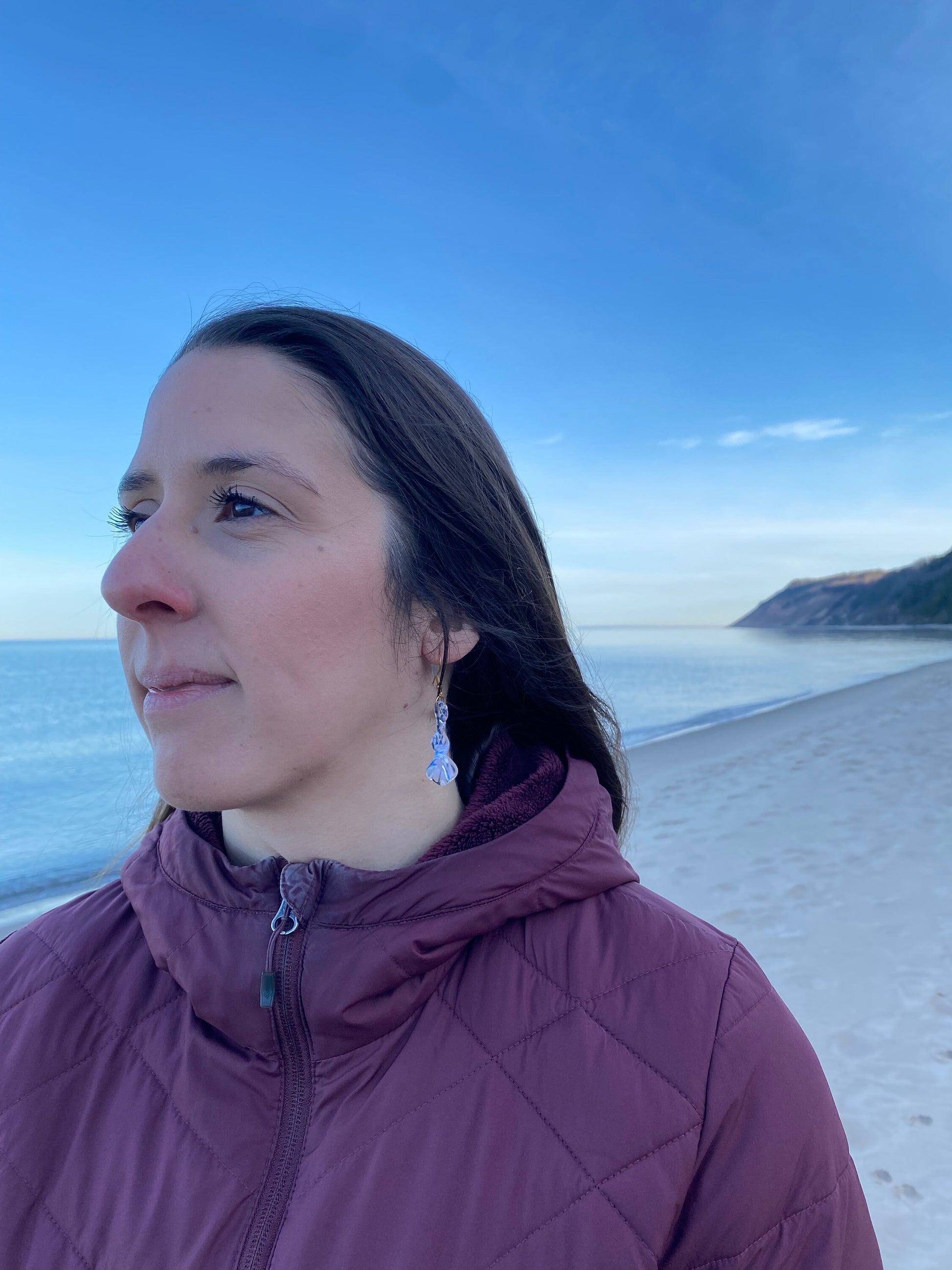 Statement Bridal Earrings - Handcrafted Blown Glass - Elegant Lightweight Hypoallergenic Gold Jewelry