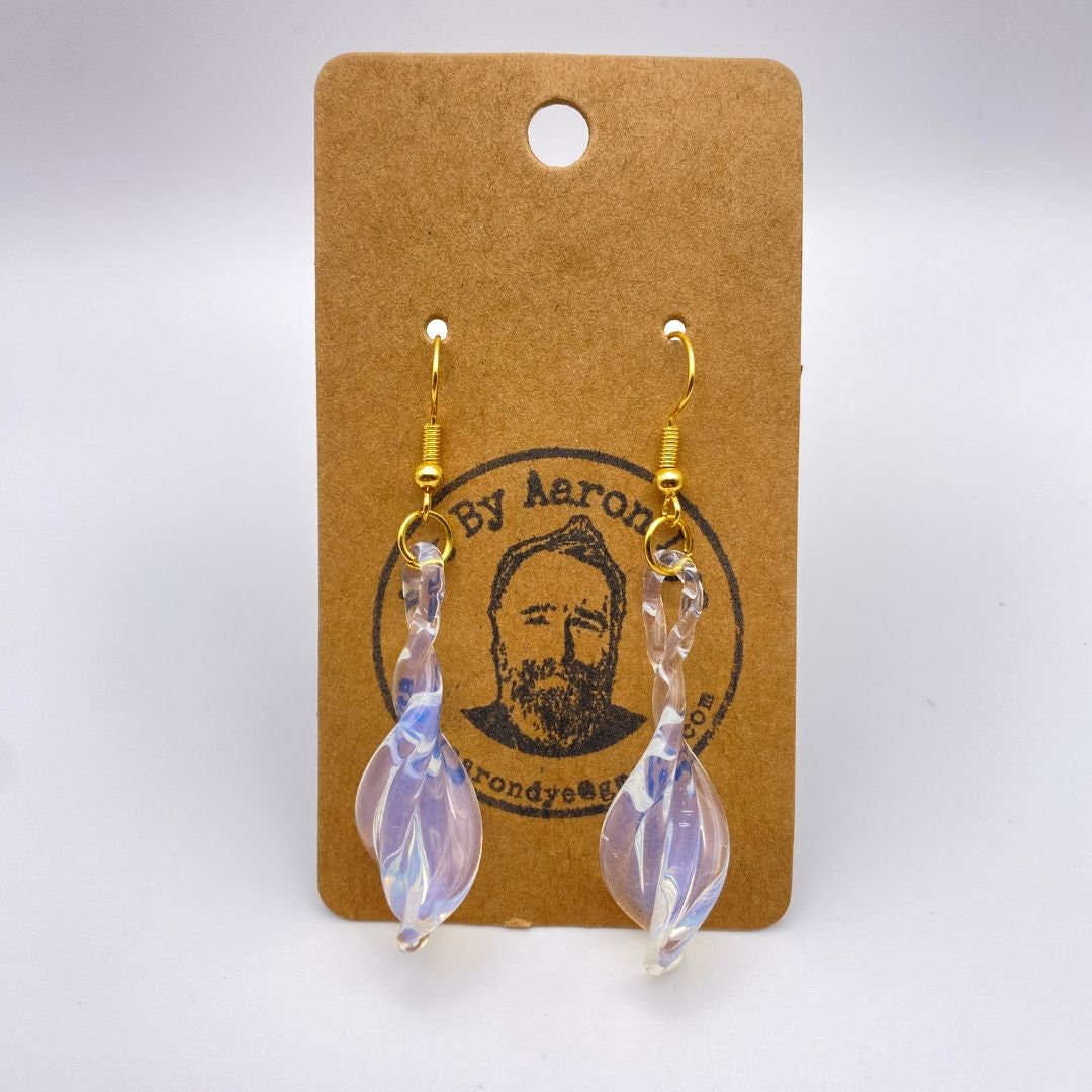 Statement Bridal Earrings - Handcrafted Blown Glass - Elegant Lightweight Hypoallergenic Gold Jewelry