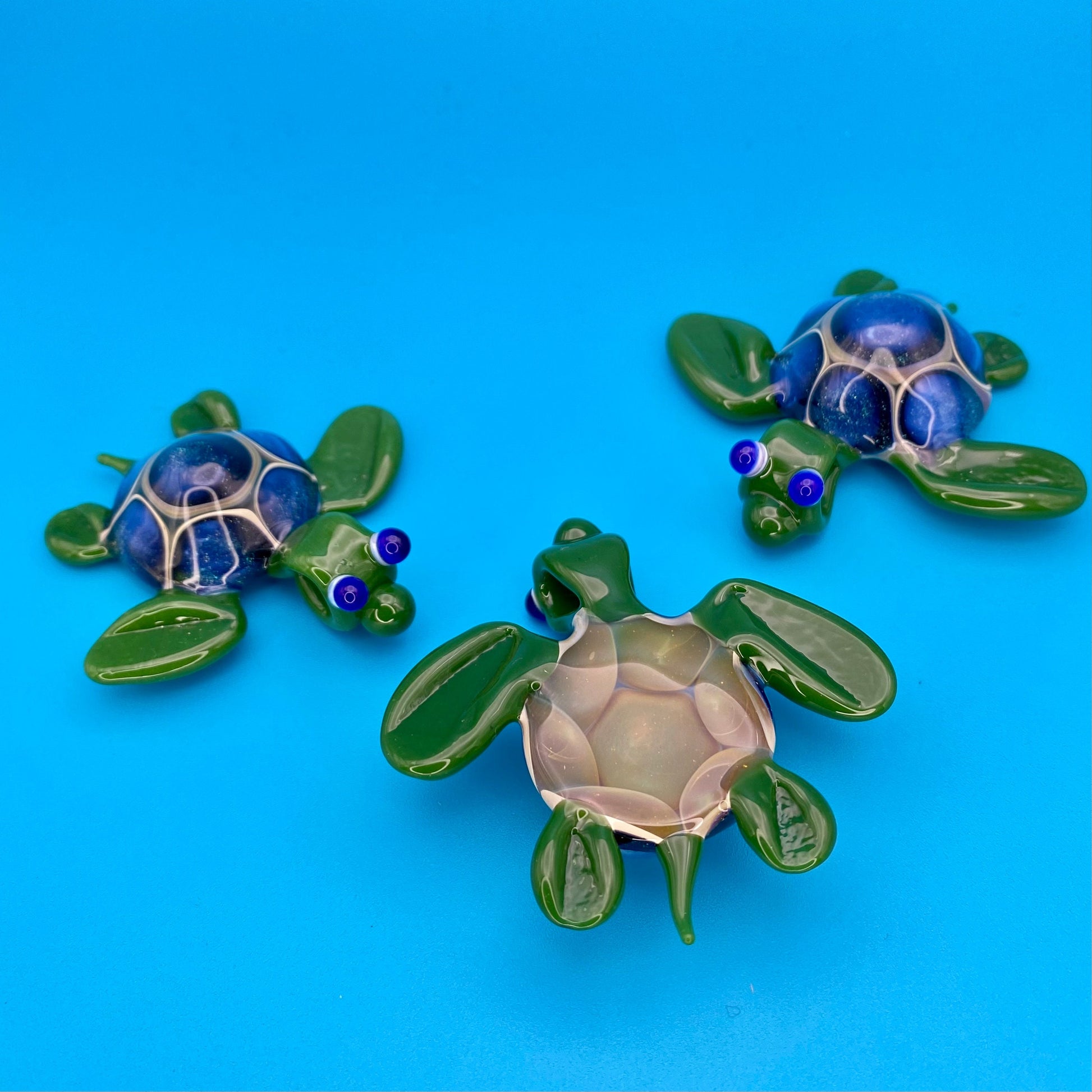 Sea Turtle Glass Pendant - Handmade Blown Glass Jewelry