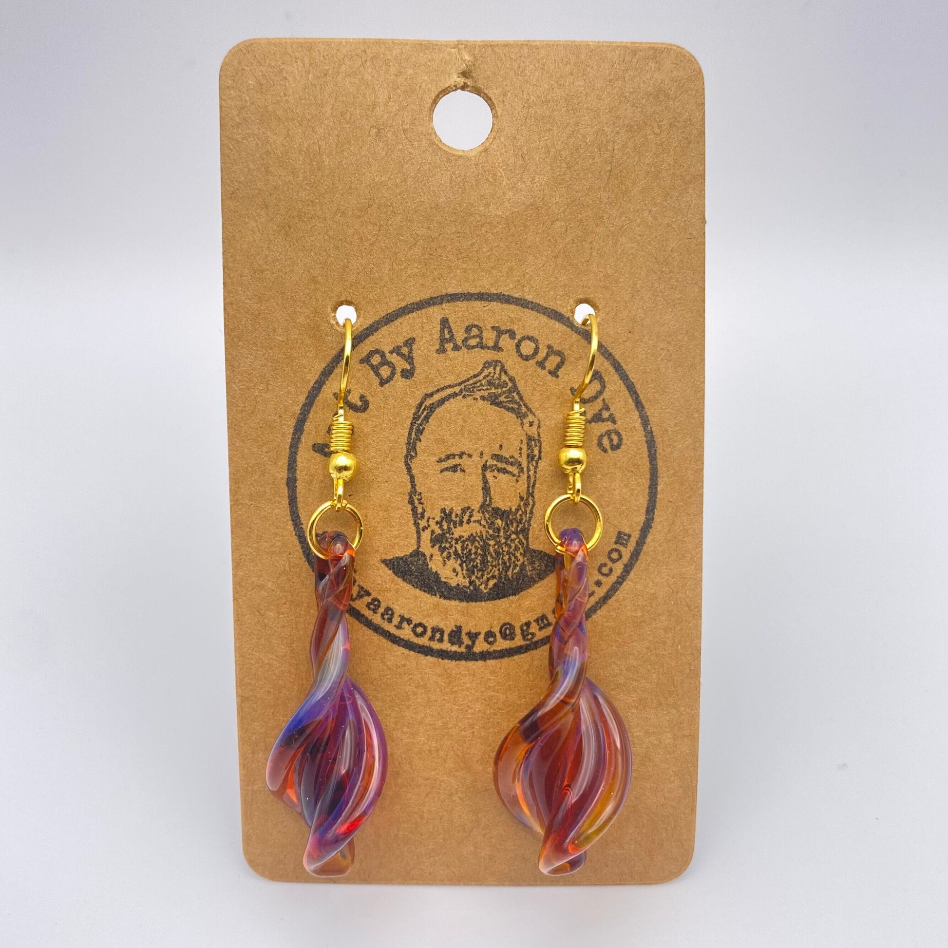 Amber-Purple Blown Glass Earrings - Handmade Jewelry | Art By Aaron Dye