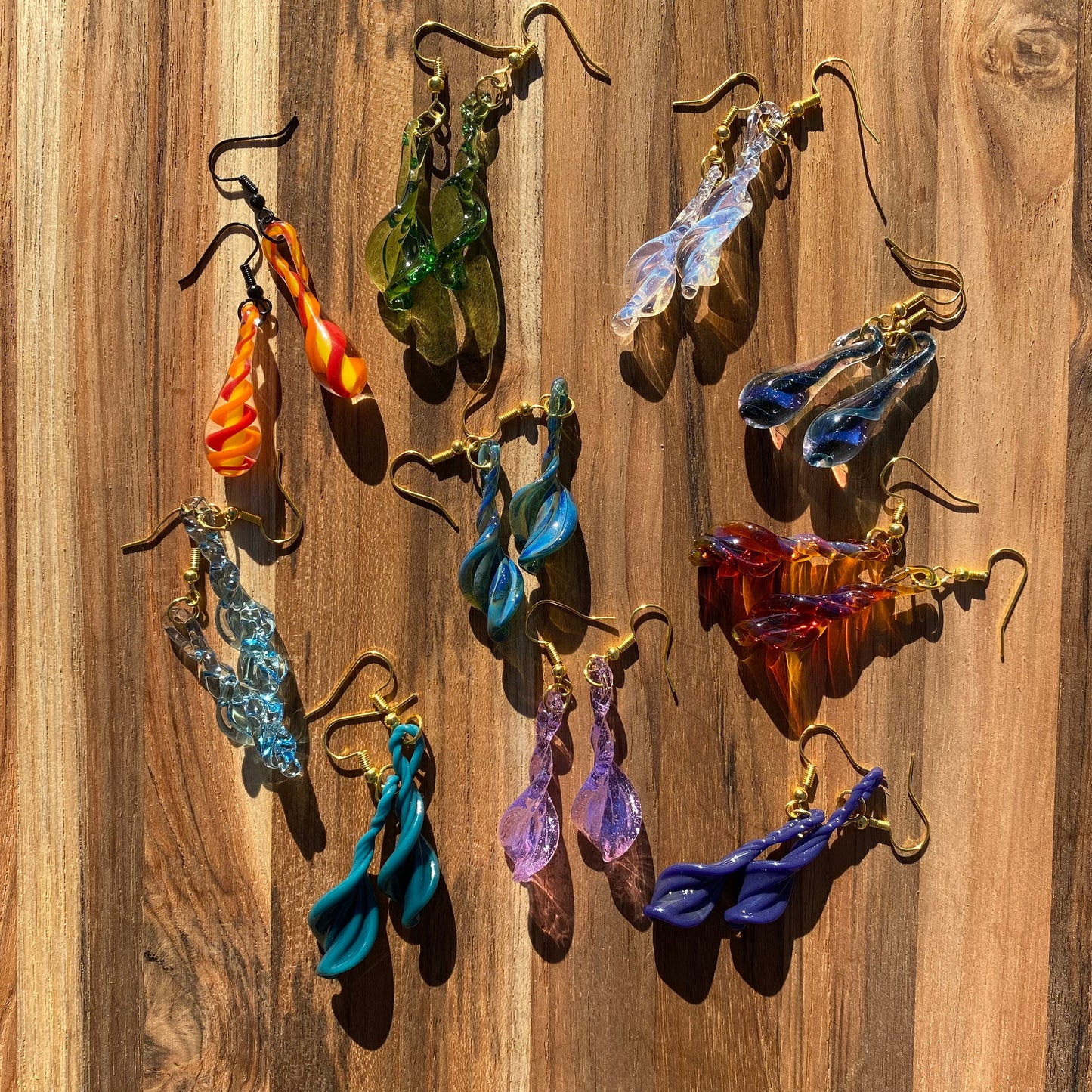 Amber-Purple Blown Glass Earrings - Handmade Jewelry | Art By Aaron Dye