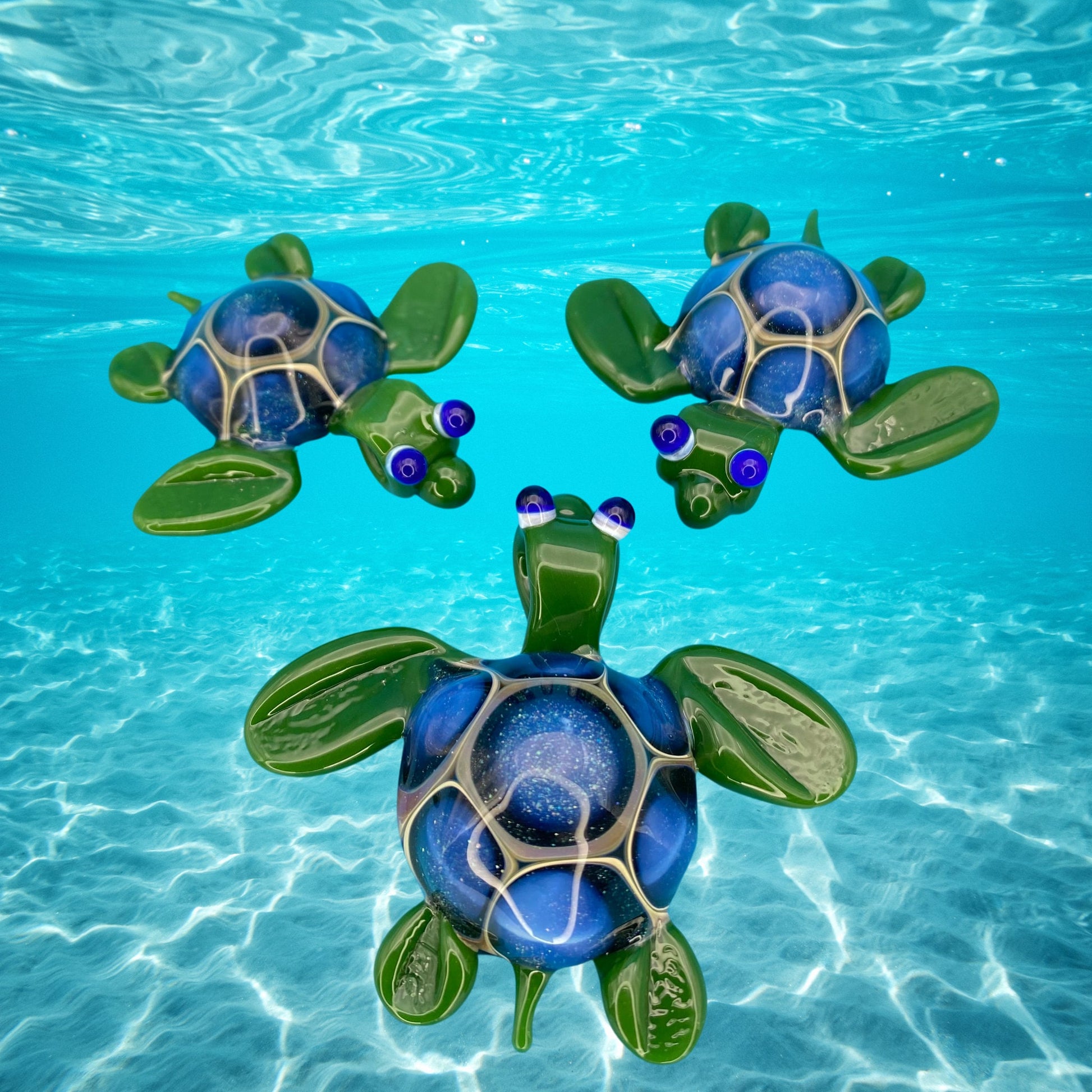 Sea Turtle Glass Pendant - Handmade Blown Glass Jewelry