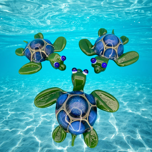Sea Turtle Glass Pendant - Handmade Blown Glass Jewelry