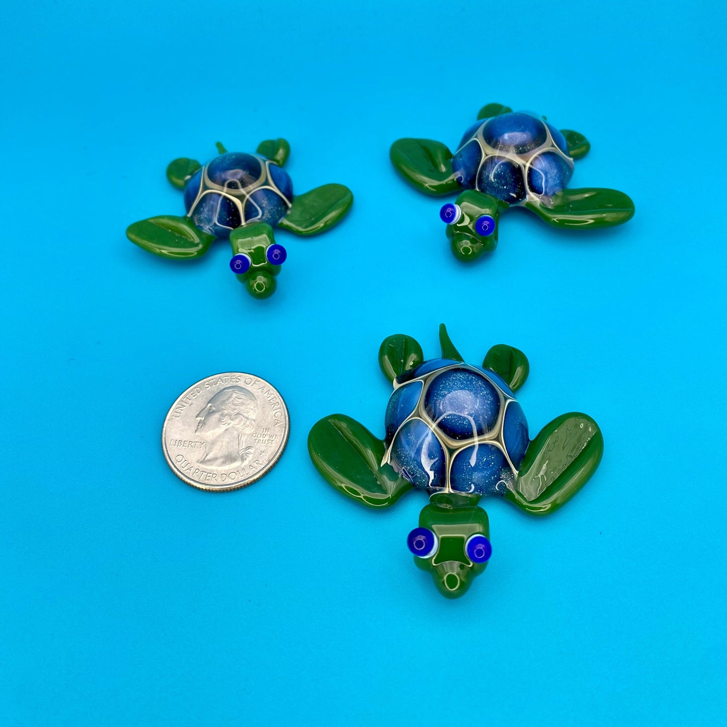 Sea Turtle Glass Pendant - Handmade Blown Glass Jewelry