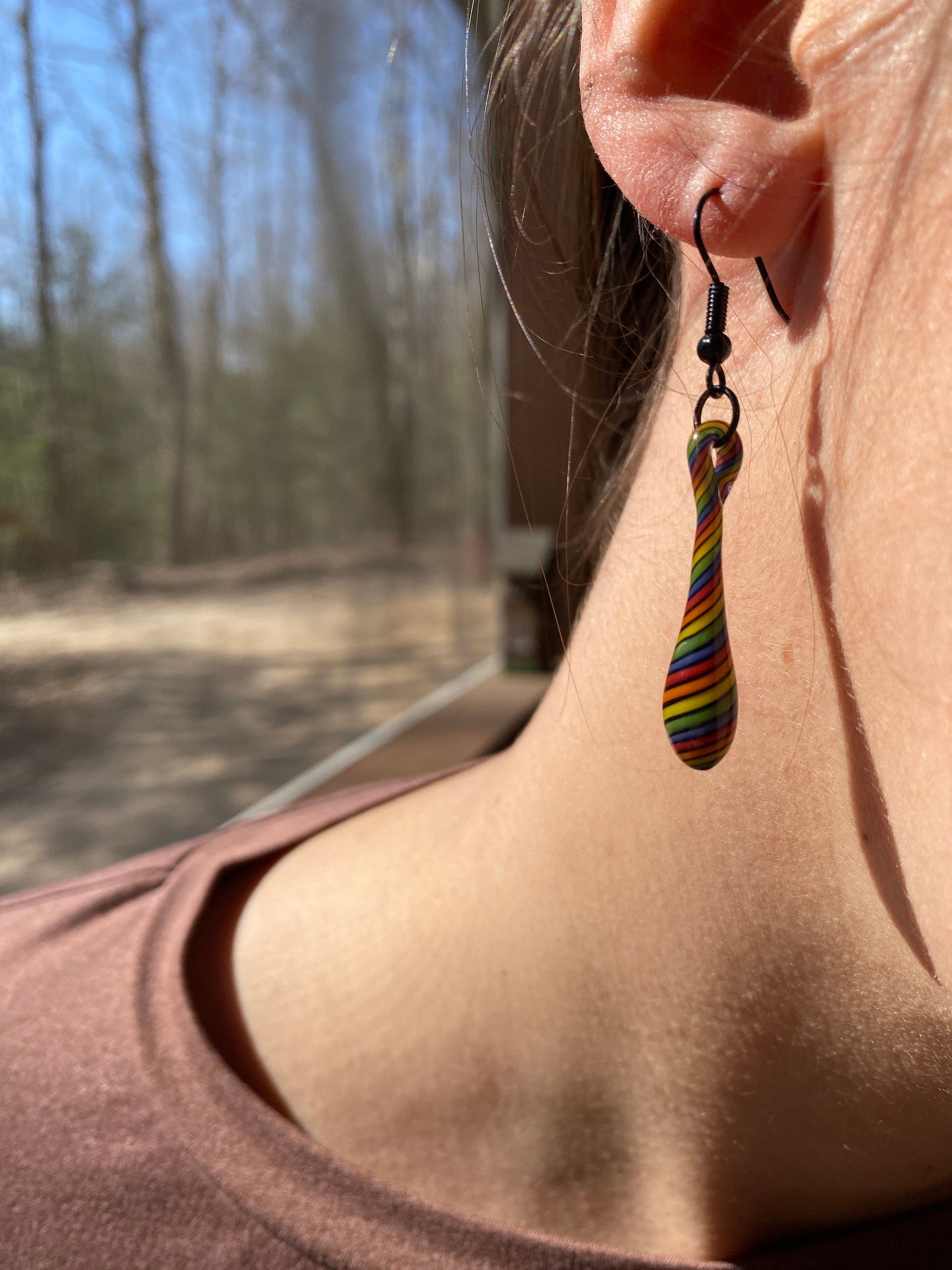 Glass Earrings Rainbow Earrings
hand blown 
funky cute pride
dangle tear drop
statement jewelry
valentines crystal
Hypoallergenic gift
rare boho girlfriend
Lampwork heady fun
colorful fairy mom
handcrafted gifts
handmade earring for
one of a kind