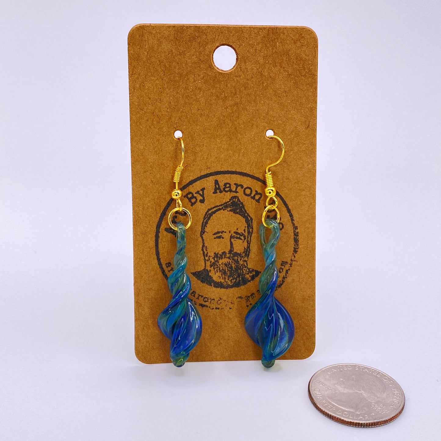 Blue Dichroic Blown Glass Earrings - Handmade Jewelry - Hypoallergenic | Art By Aaron Dye