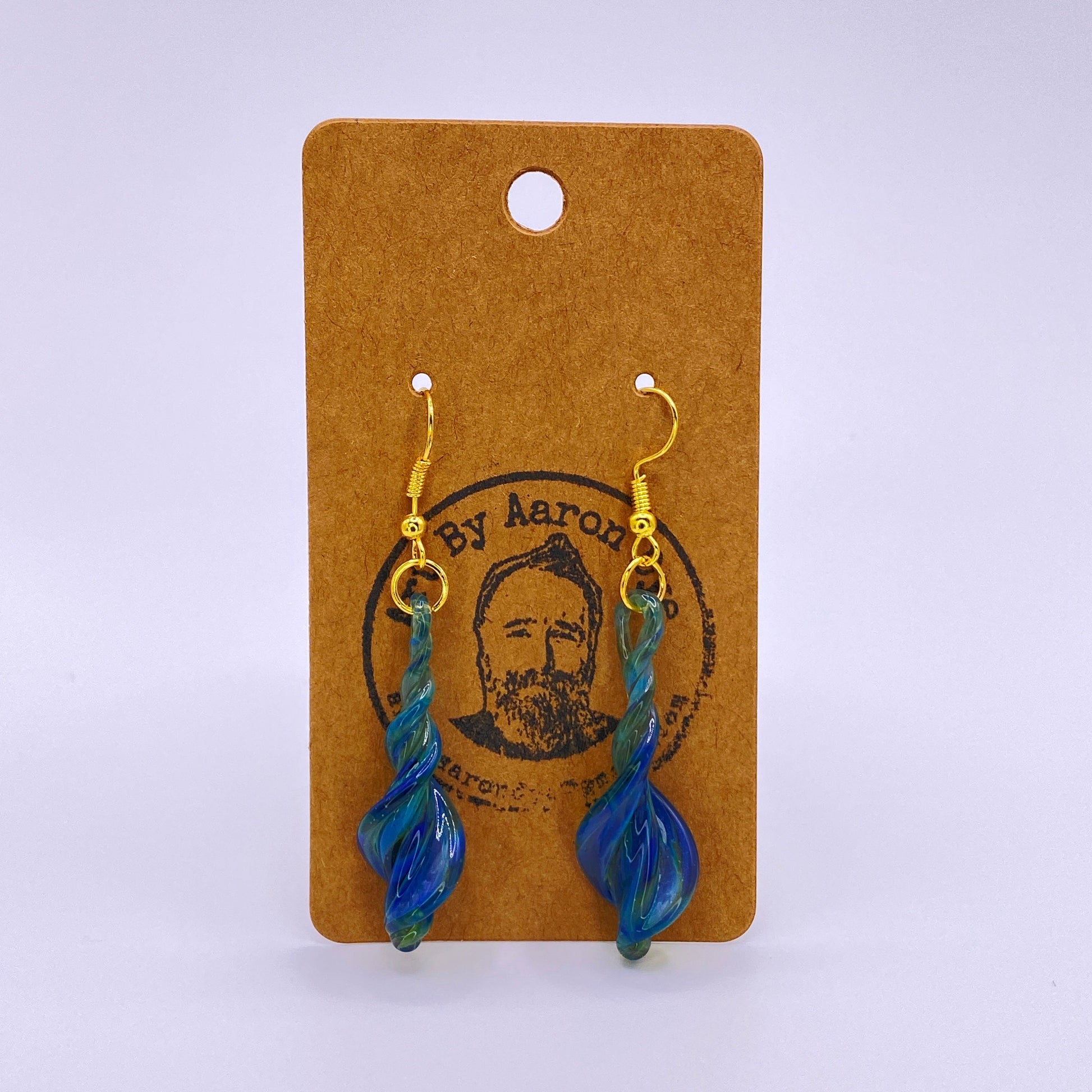 Blue Dichroic Blown Glass Earrings - Handmade Jewelry - Hypoallergenic | Art By Aaron Dye