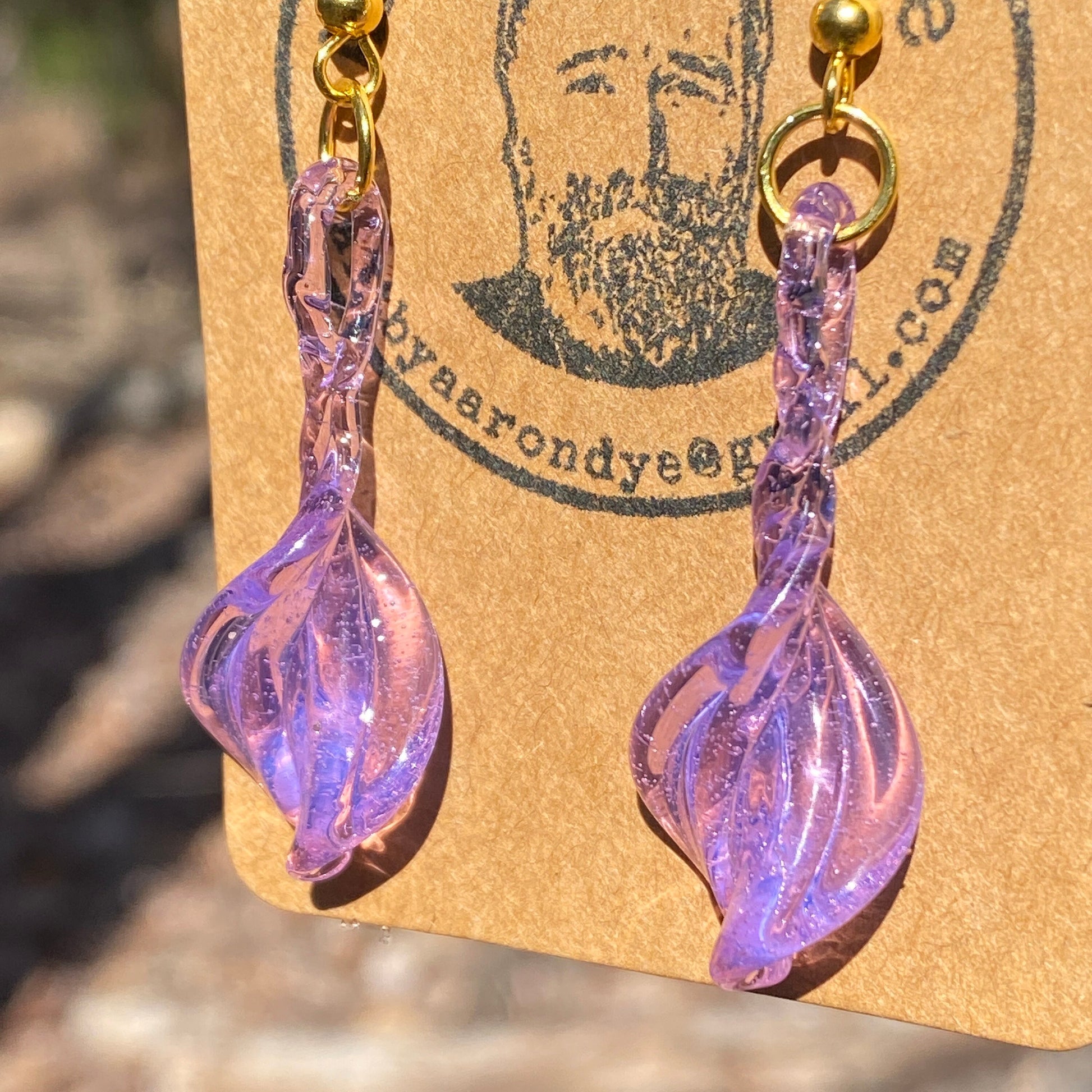 Pink/Purple Blown Glass Earrings - Handmade Jewelry - Hypoallergenic | Art By Aaron Dye