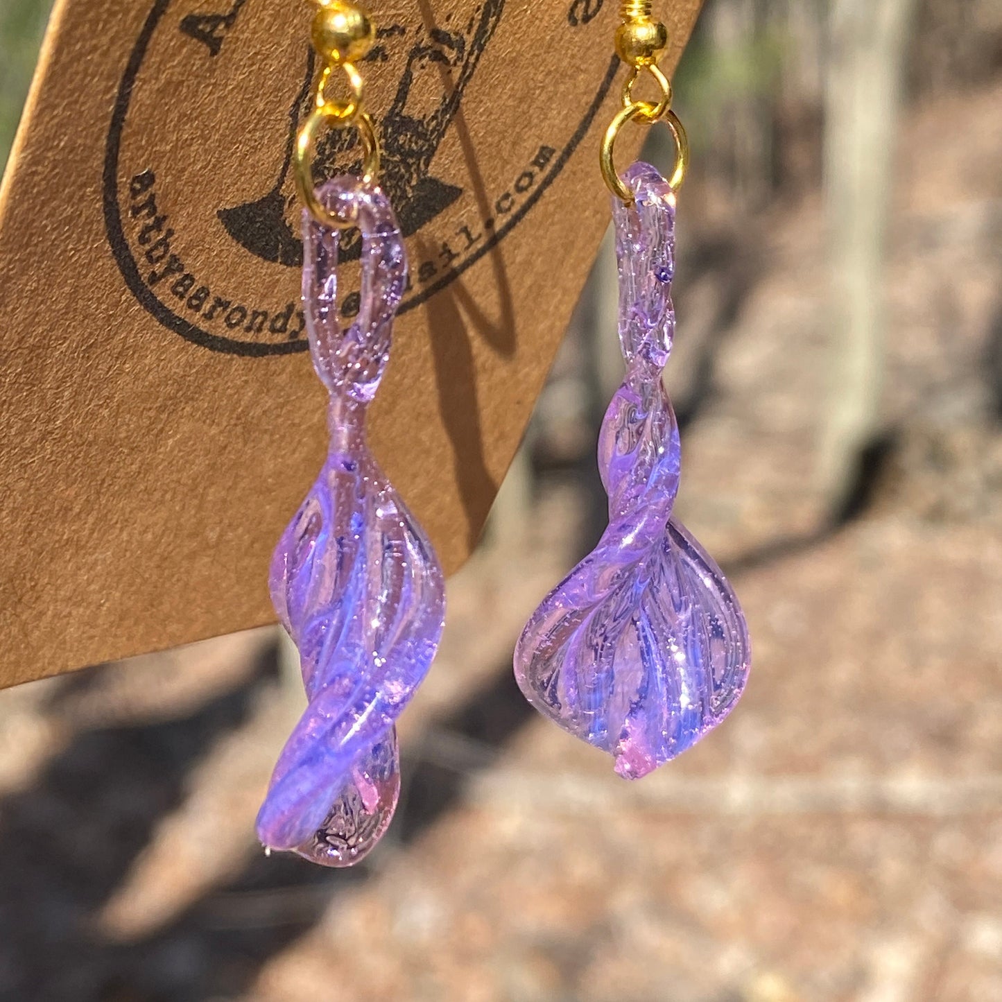 Pink/Purple Blown Glass Earrings - Handmade Jewelry - Hypoallergenic | Art By Aaron Dye