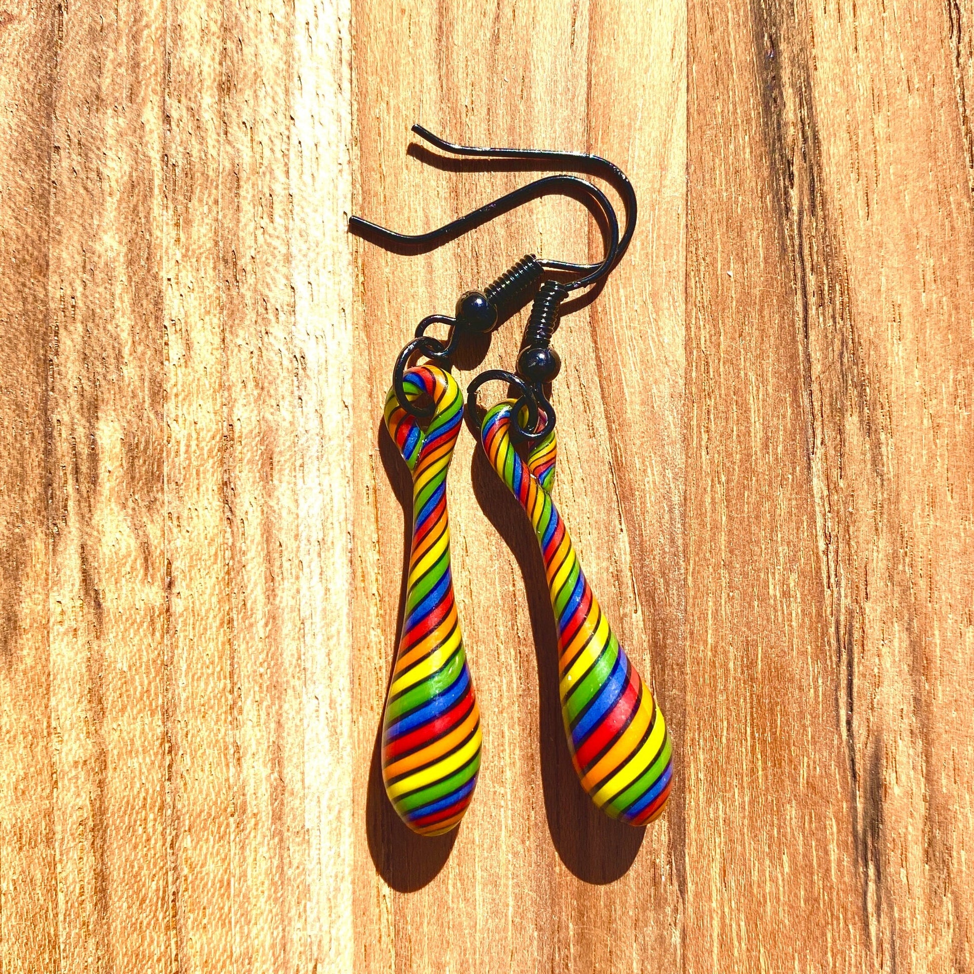 Rainbow Drop Glass Earrings - Handcrafted Valentines Gifts - Hypoallergenic | Art By Aaron Dye