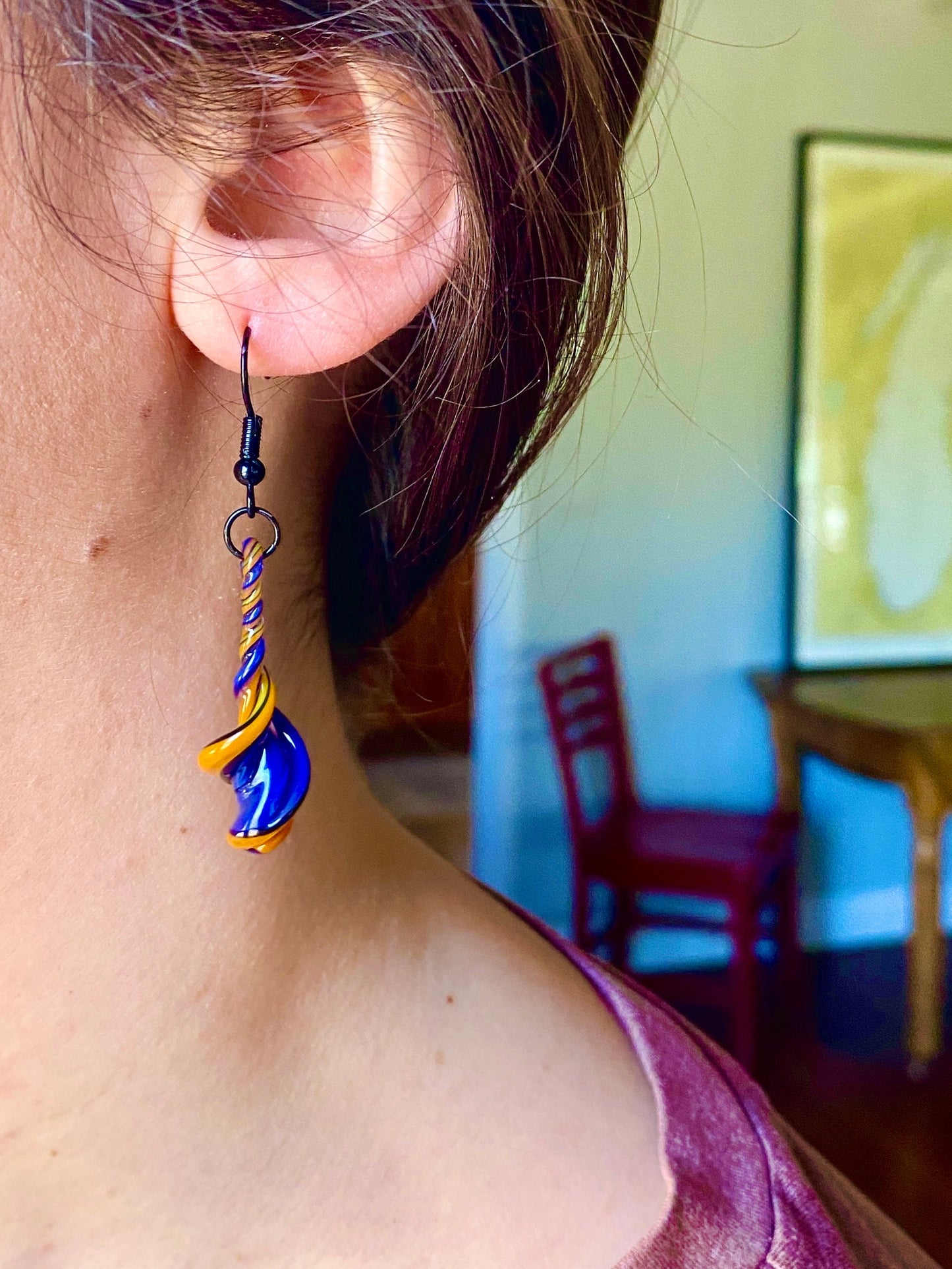 Colorful Blown Glass Earrings - Dangle and Drop - Handcrafted Jewelry Gift - Hypoallergenic | Art By Aaron Dye