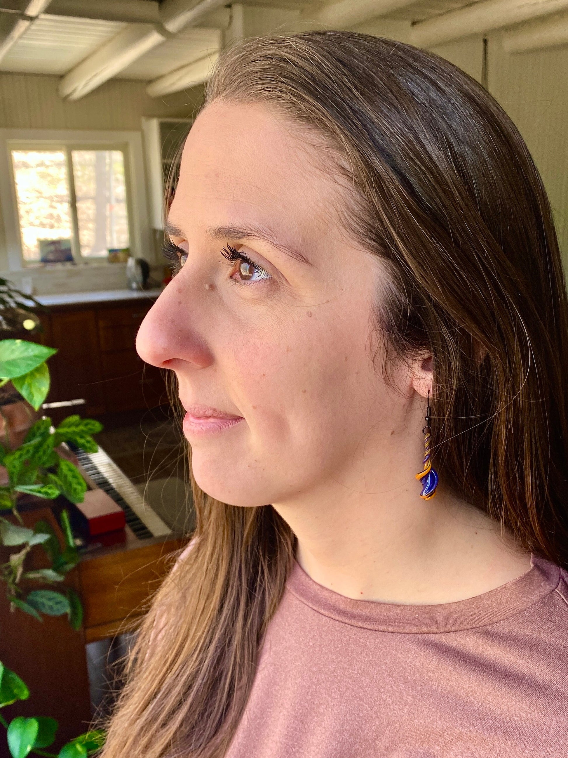 Colorful Blown Glass Earrings - Dangle and Drop - Handcrafted Jewelry Gift - Hypoallergenic | Art By Aaron Dye