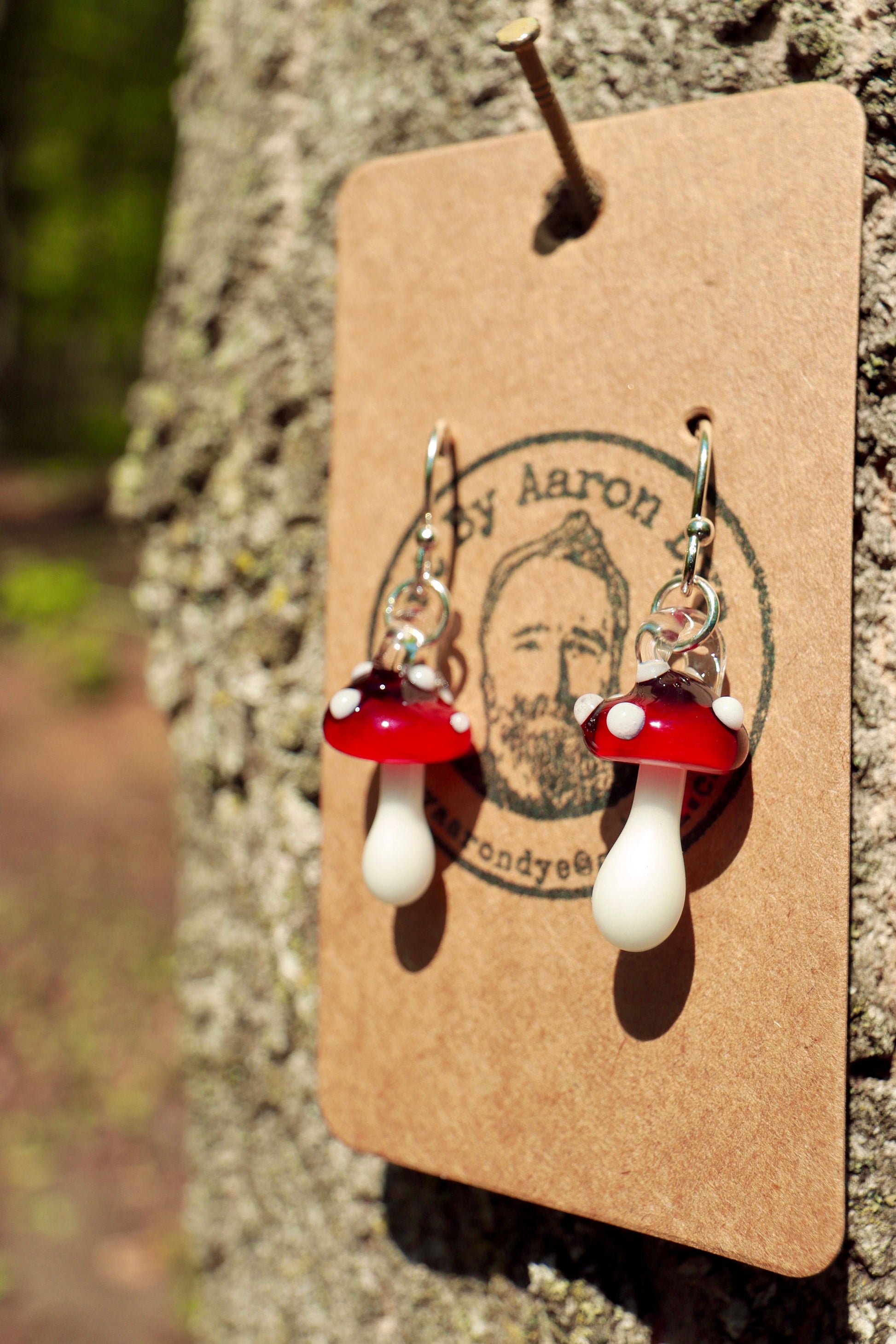 Blown Glass Mushroom Earrings - Handmade Jewelry | Art By Aaron Dye