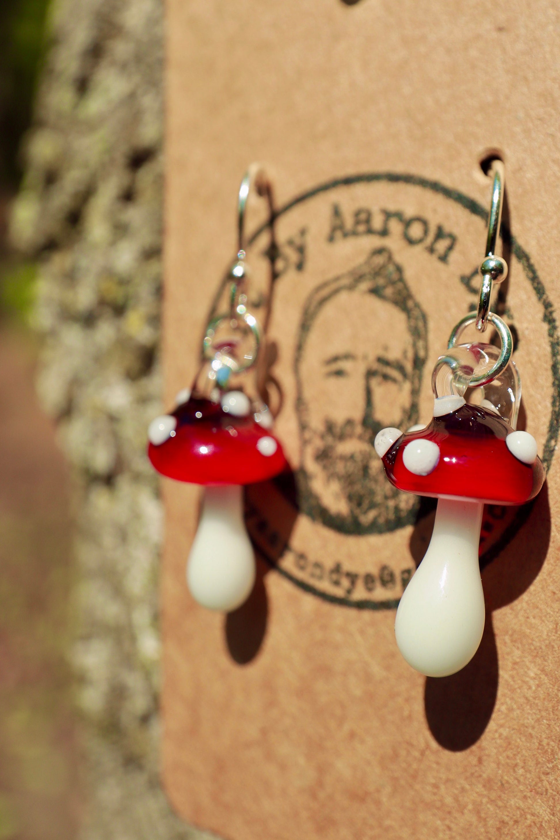 Blown Glass Mushroom Earrings - Handmade Jewelry | Art By Aaron Dye