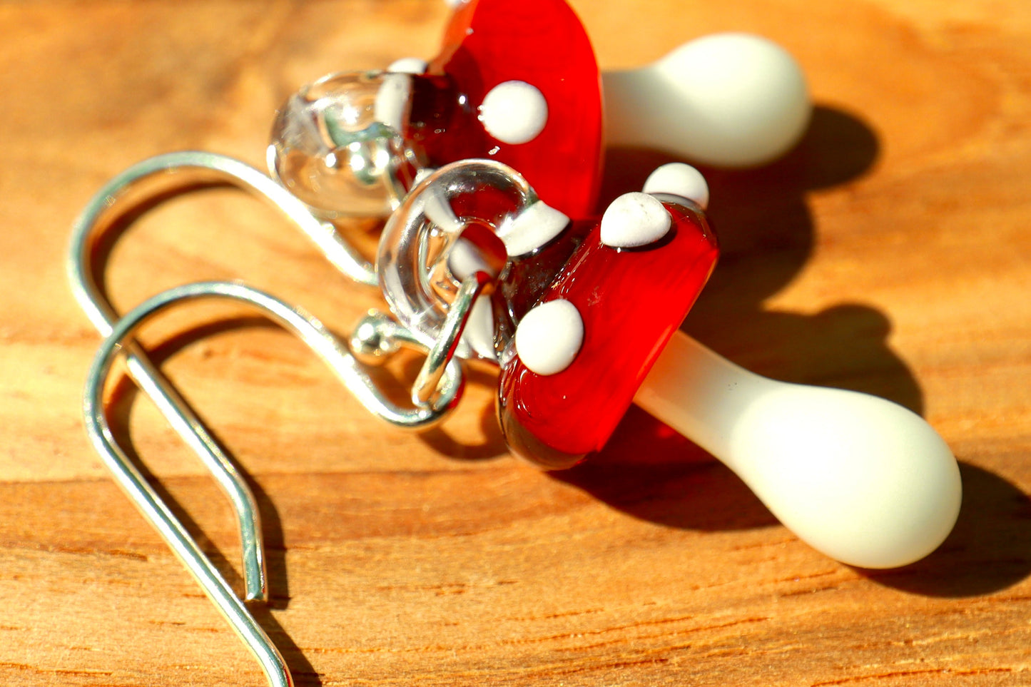 Blown Glass Mushroom Earrings - Handmade Jewelry | Art By Aaron Dye