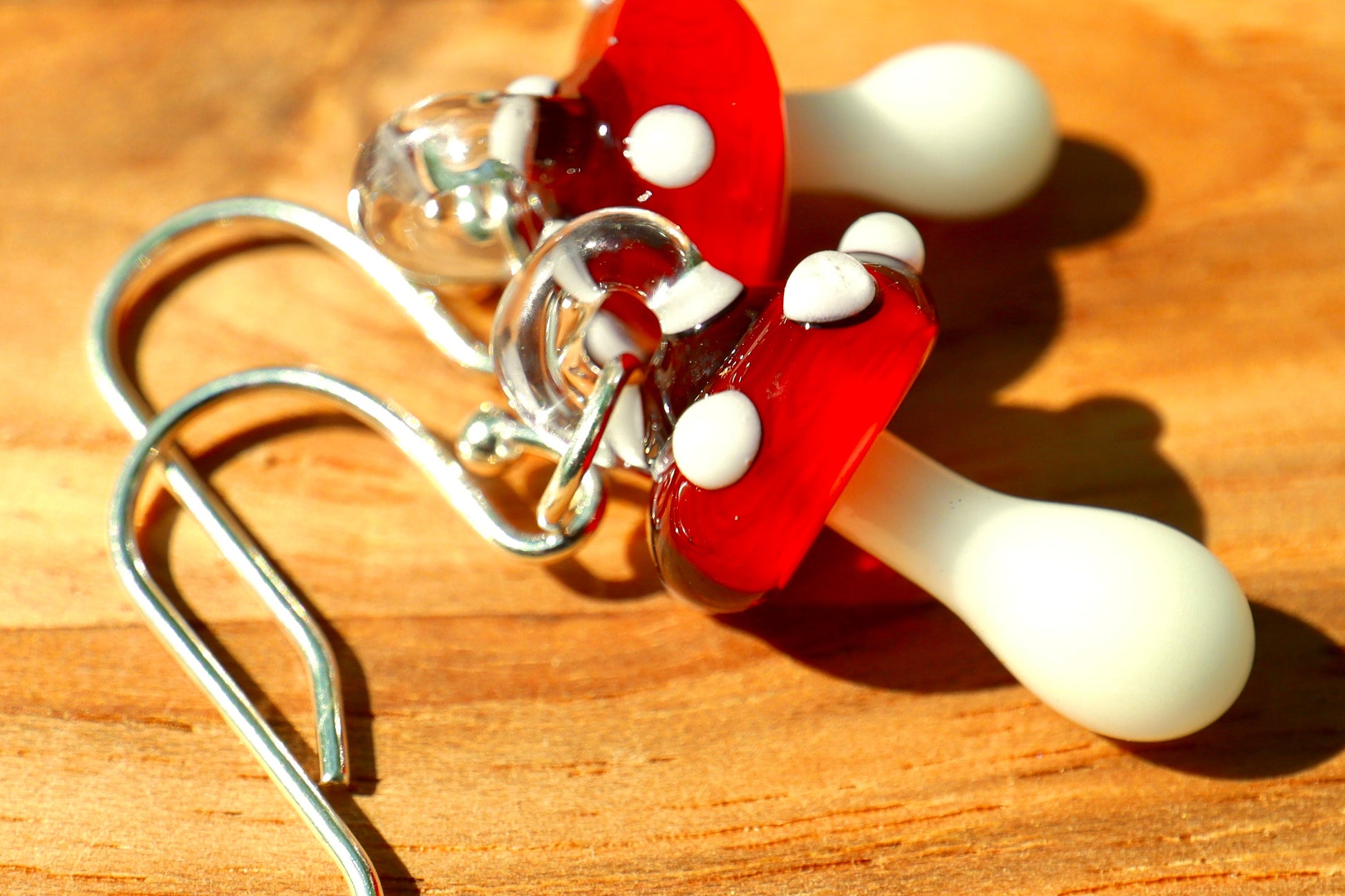 Blown Glass Mushroom Earrings - Handmade Jewelry | Art By Aaron Dye