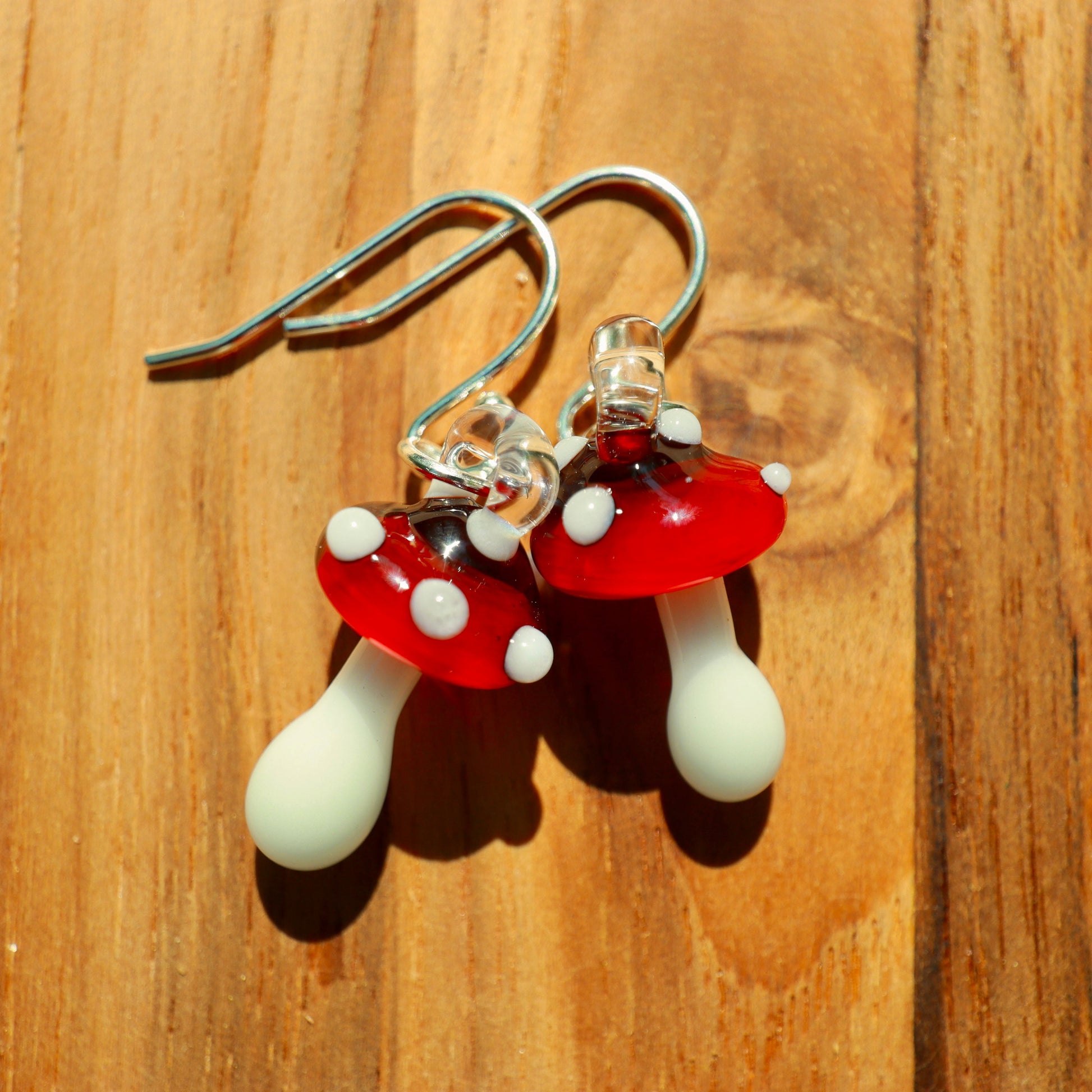 Blown Glass Mushroom Earrings - Handmade Jewelry | Art By Aaron Dye
