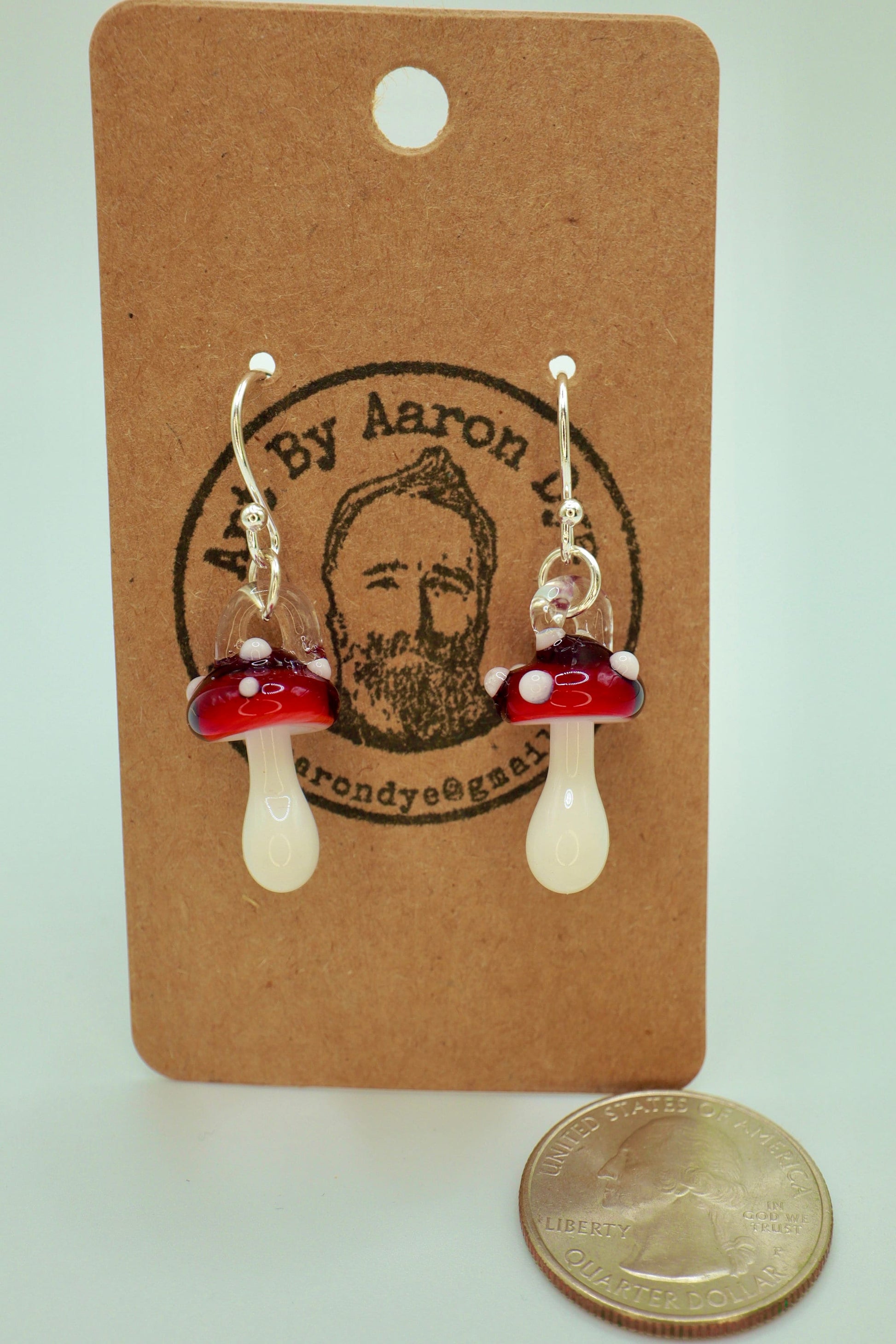 Blown Glass Mushroom Earrings - Handmade Jewelry | Art By Aaron Dye