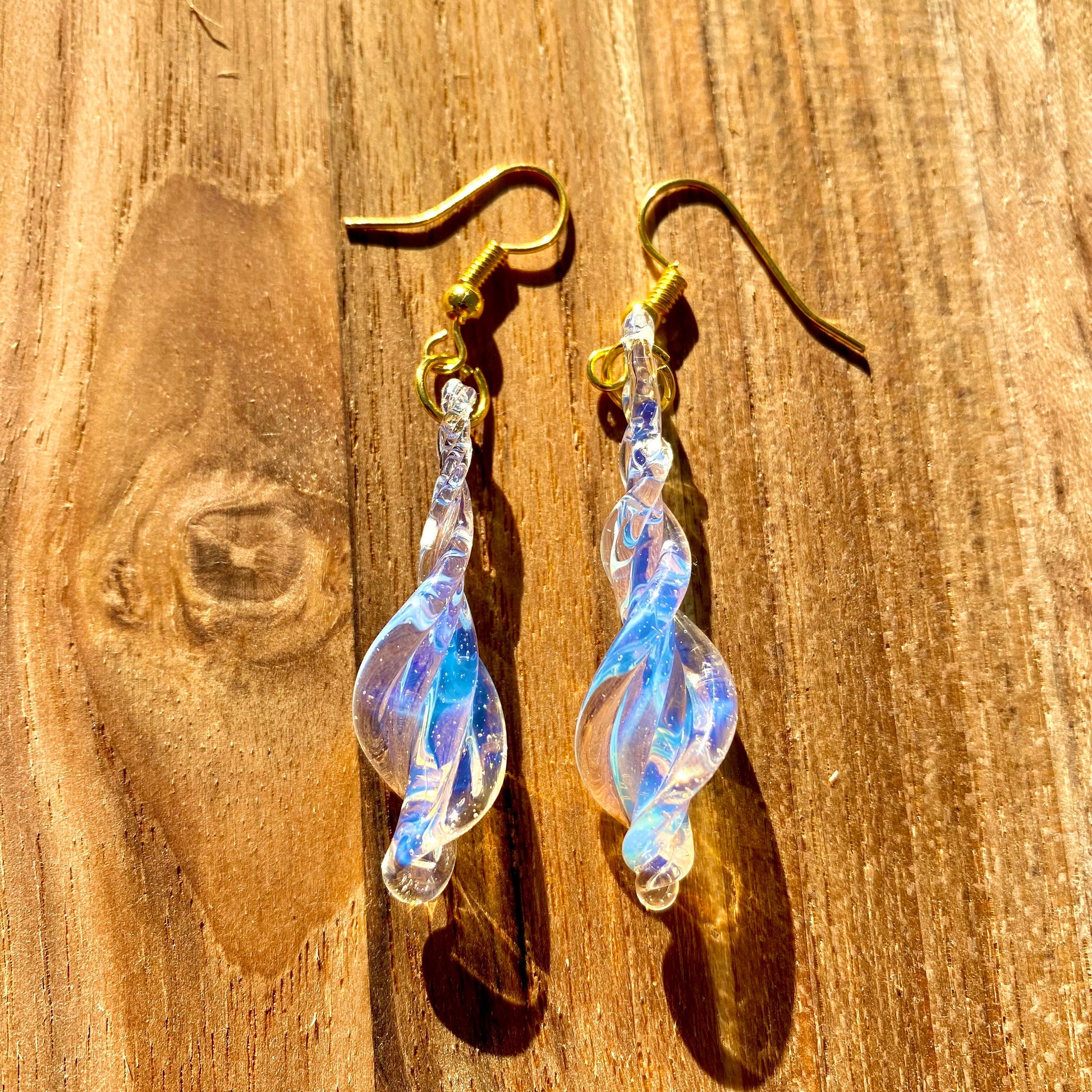 Statement Bridal Earrings - Handcrafted Blown Glass - Elegant Lightweight Hypoallergenic Gold Jewelry