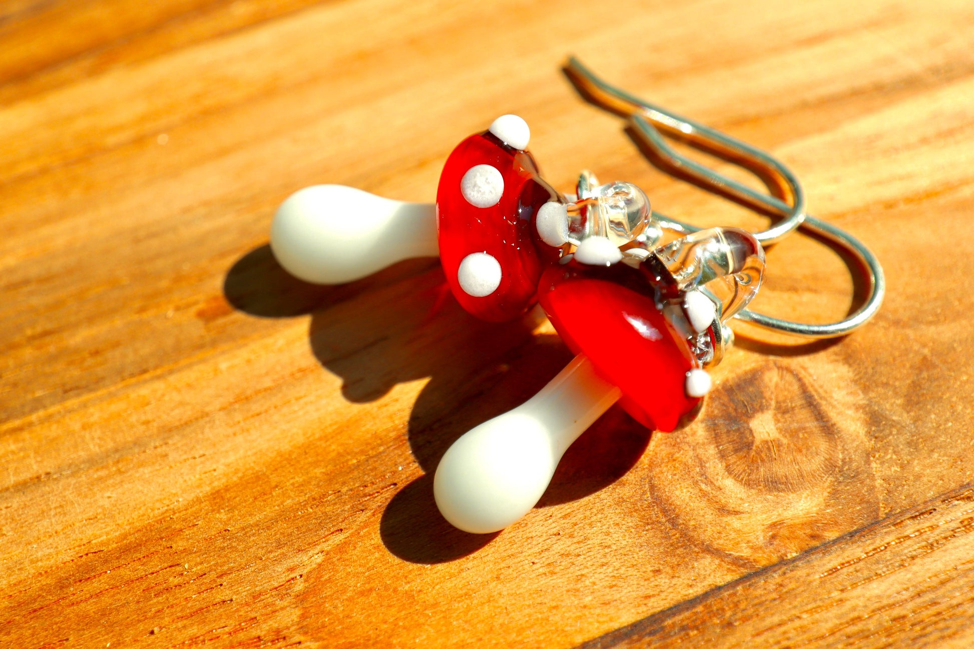 Blown Glass Mushroom Earrings - Handmade Jewelry | Art By Aaron Dye