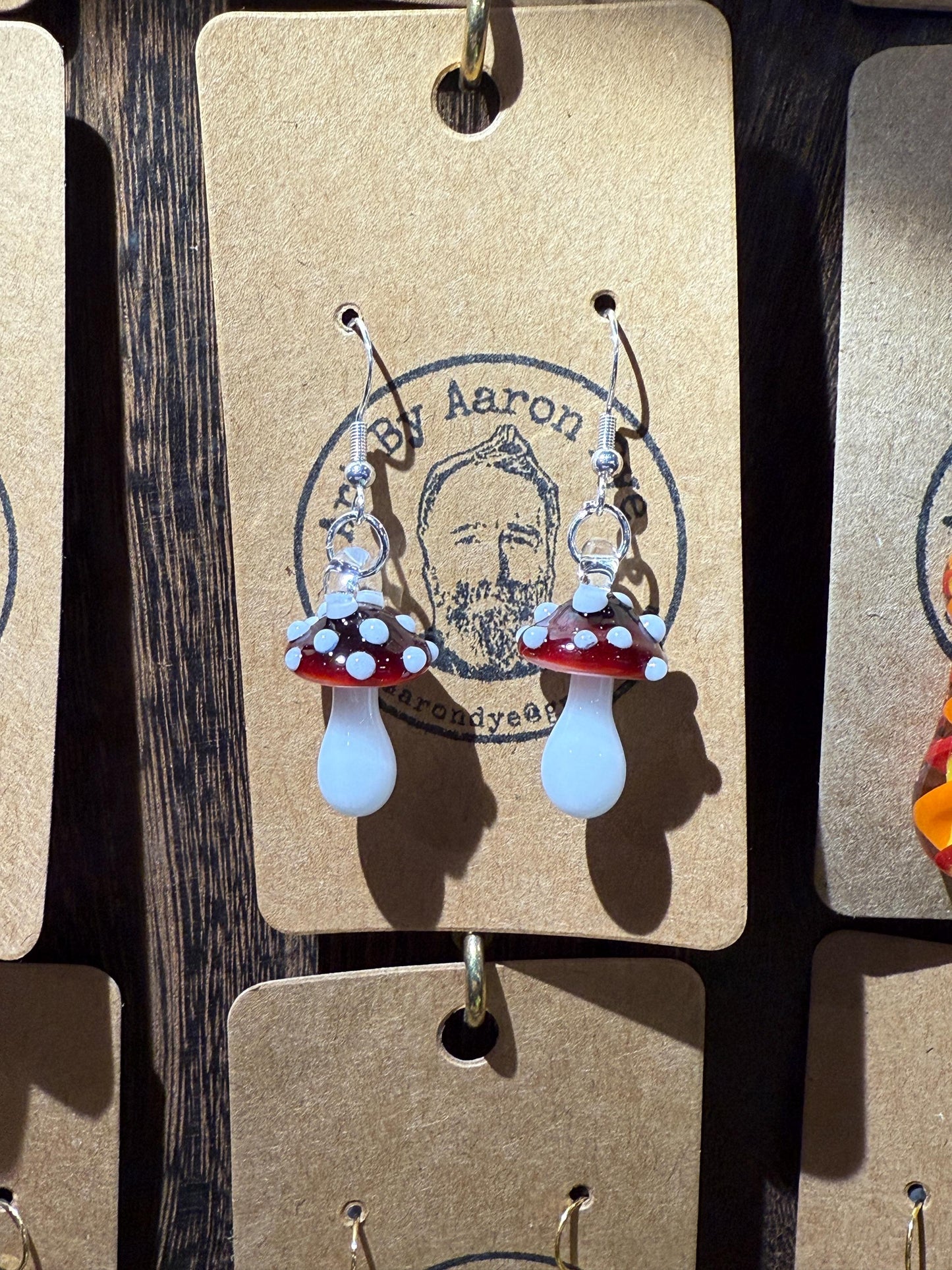Blown Glass Mushroom Earrings - Handmade Jewelry | Art By Aaron Dye