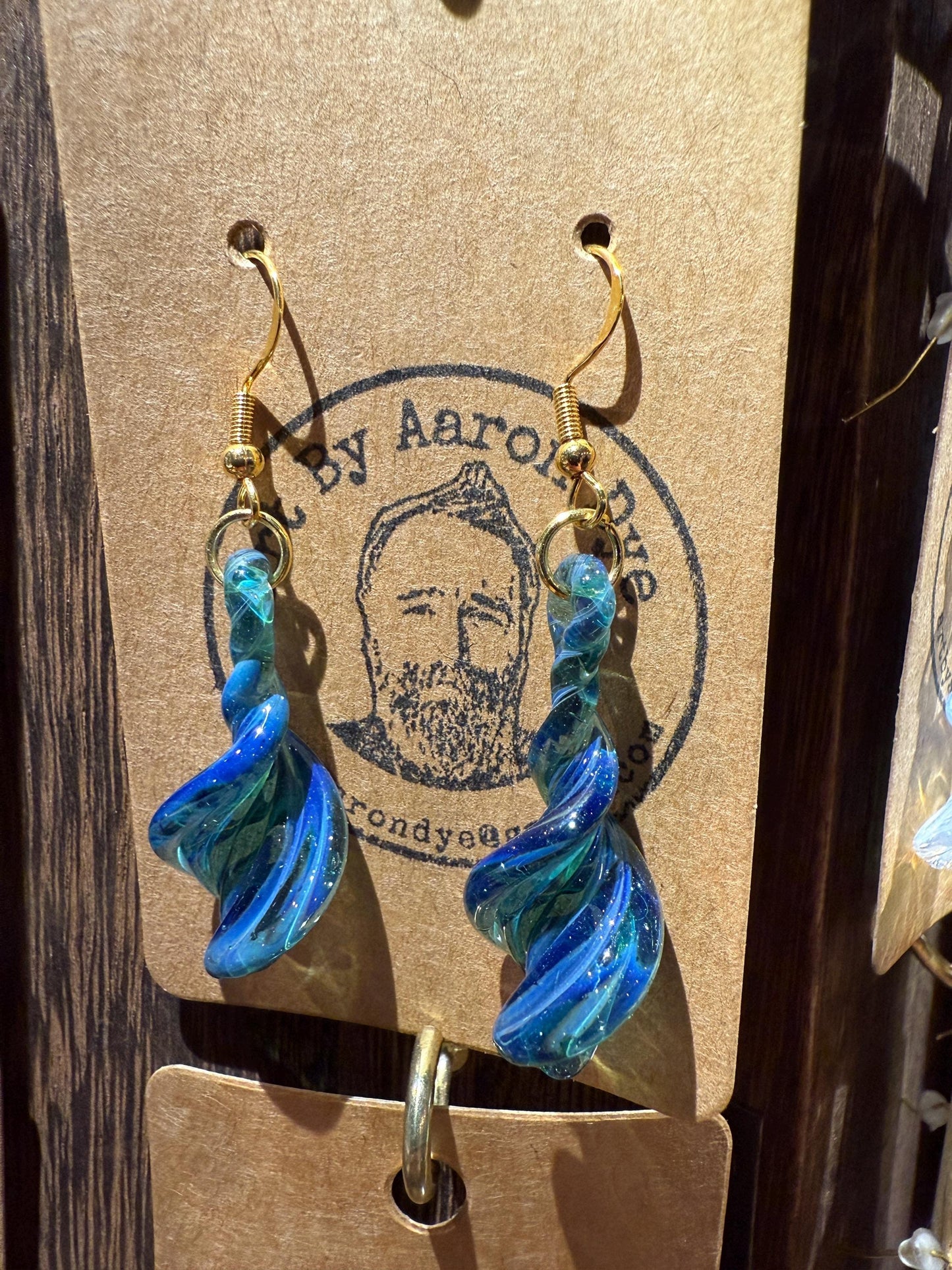 Beautiful Blue Glass Helix Earrings - Unique Handmade Gift for Her - Hypoallergenic | Art By Aaron Dye