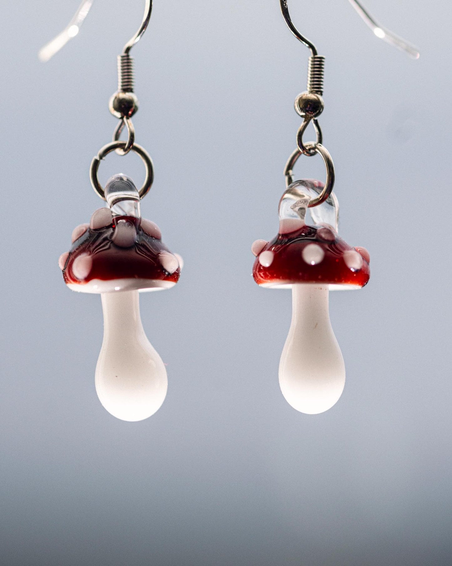 Blown Glass Mushroom Earrings - Handmade Jewelry | Art By Aaron Dye