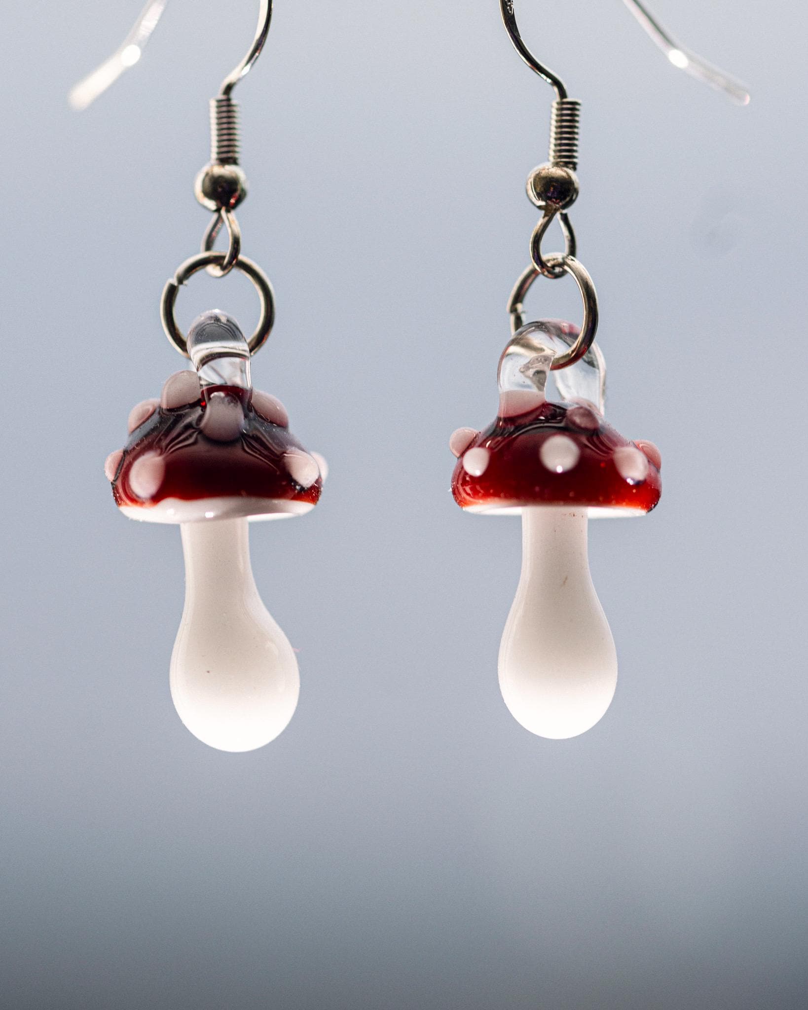 Blown Glass Mushroom Earrings - Handmade Jewelry | Art By Aaron Dye