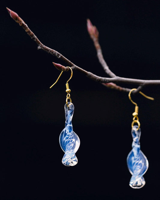 Statement Bridal Earrings - Handcrafted Blown Glass - Elegant Lightweight Hypoallergenic Gold Jewelry