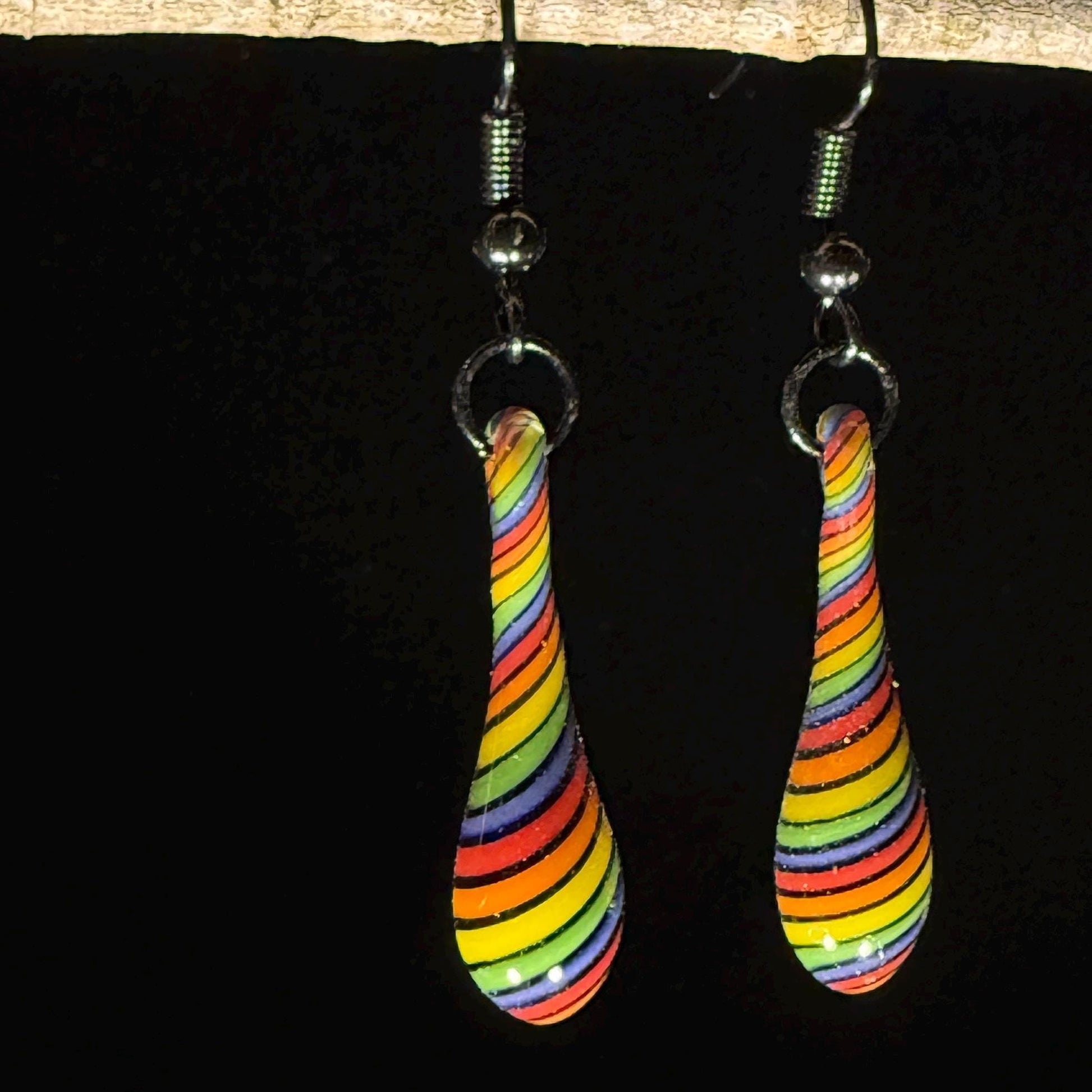 Glass Earrings Rainbow Earrings
hand blown 
funky cute pride
dangle tear drop
statement jewelry
valentines crystal
Hypoallergenic gift
rare boho girlfriend
Lampwork heady fun
colorful fairy mom
handcrafted gifts
handmade earring for
one of a kind