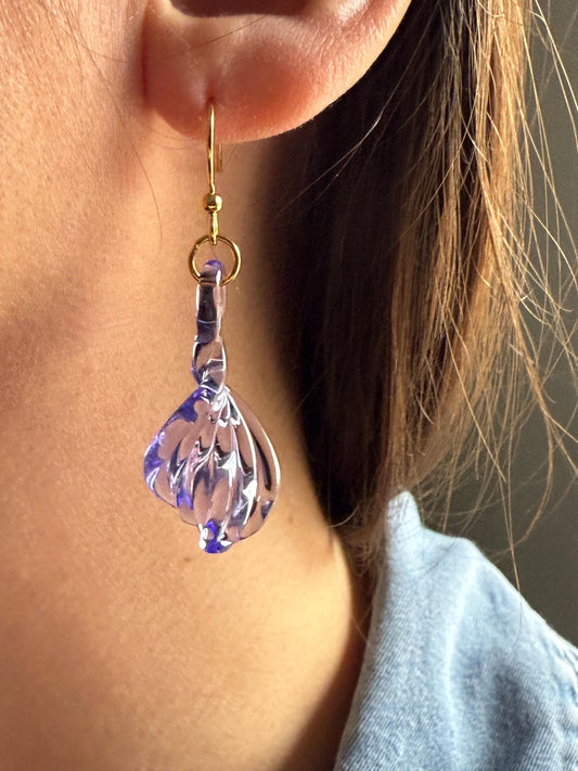 Handcrafted Lavender Glass Earrings | Elegant Minimalist Jewelry | Unique Bridesmaid Gift