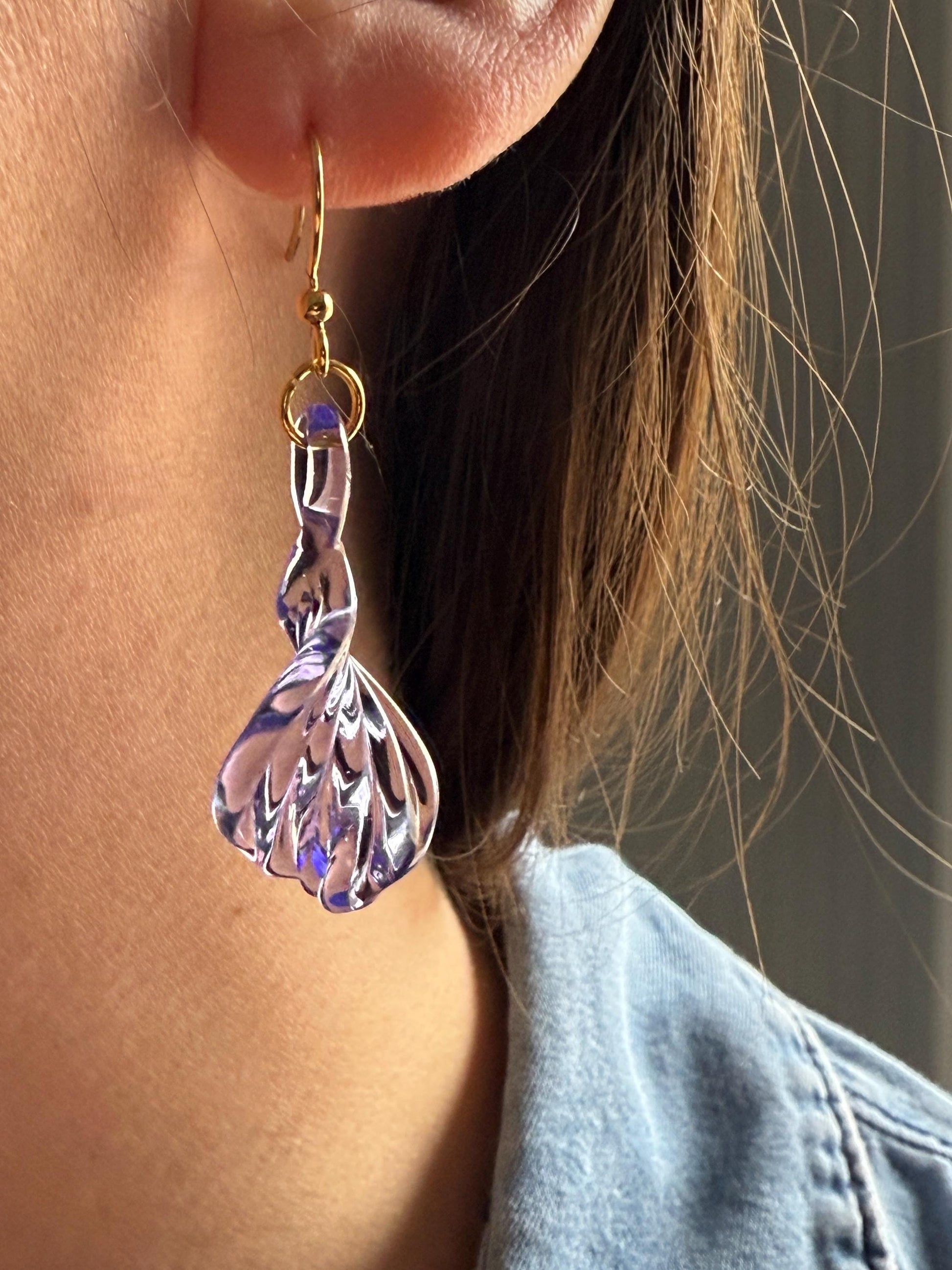 Handcrafted Lavender Glass Earrings | Elegant Minimalist Jewelry | Unique Bridesmaid Gift