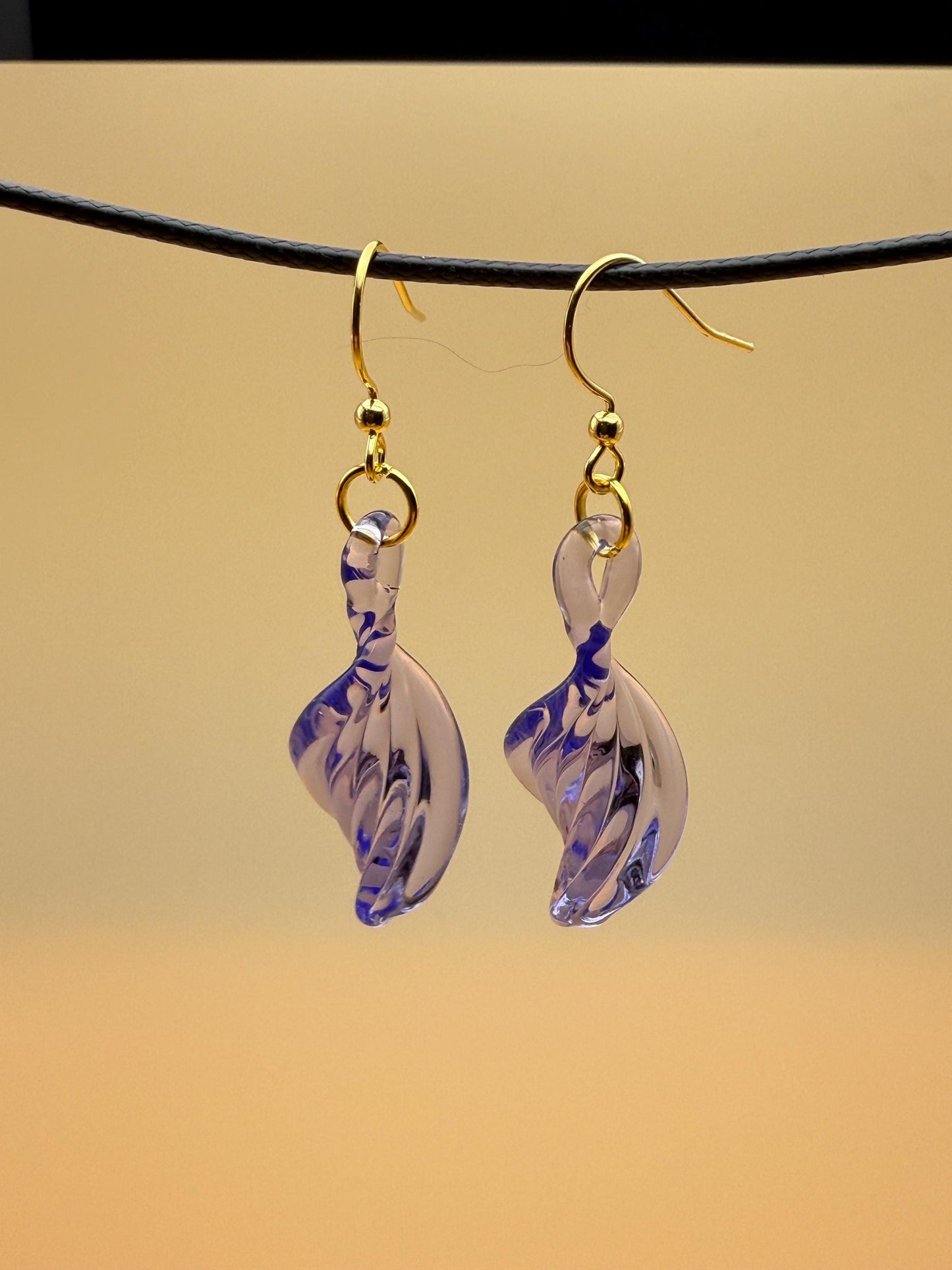 Handcrafted Lavender Glass Earrings | Elegant Minimalist Jewelry | Unique Bridesmaid Gift