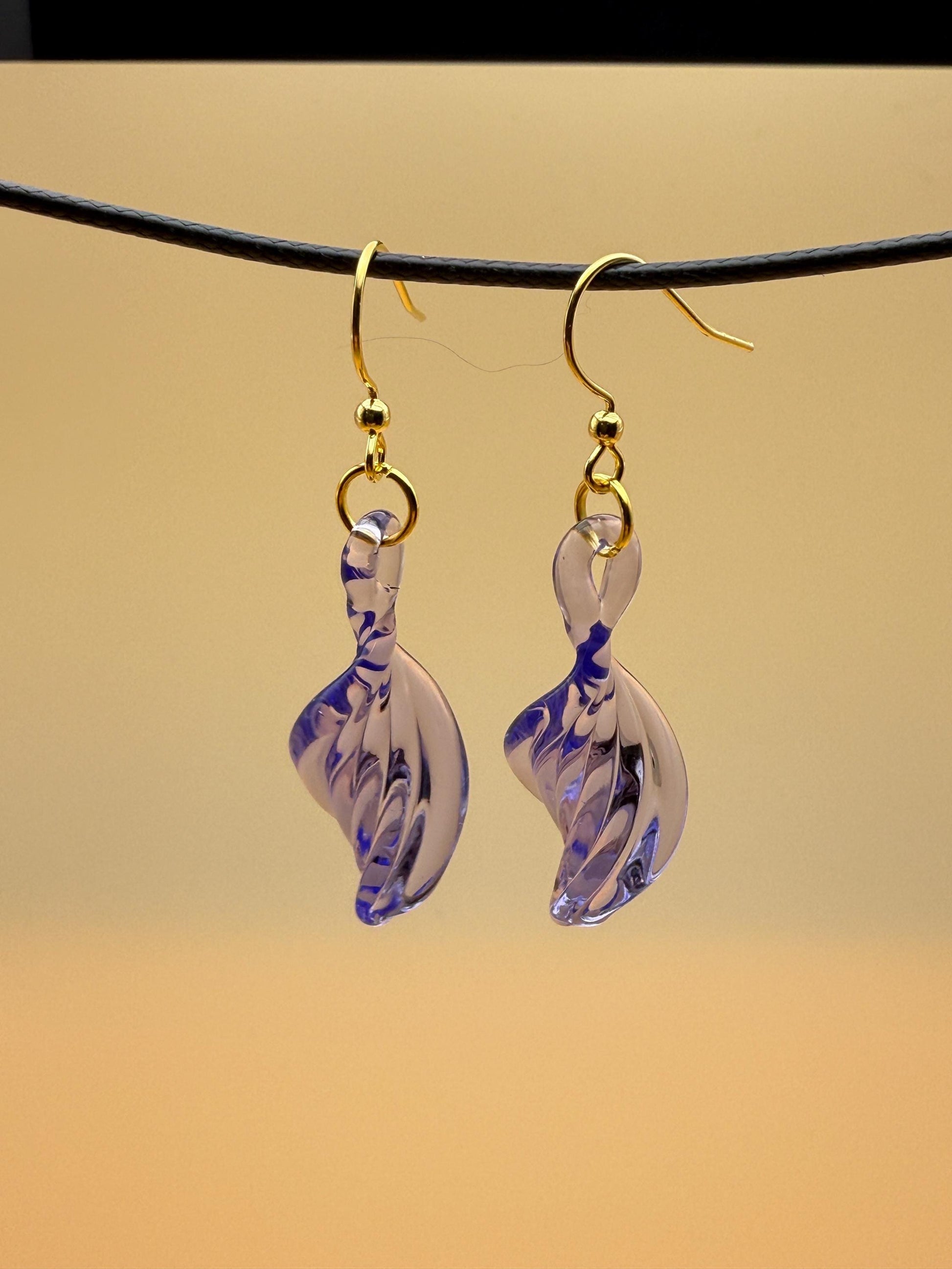 Handcrafted Lavender Glass Earrings | Elegant Minimalist Jewelry | Unique Bridesmaid Gift
