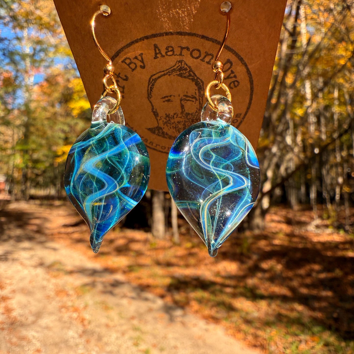 Starlight Blue Drop Earrings - Handmade Blown Glass Jewelry with Gold Plated Hooks