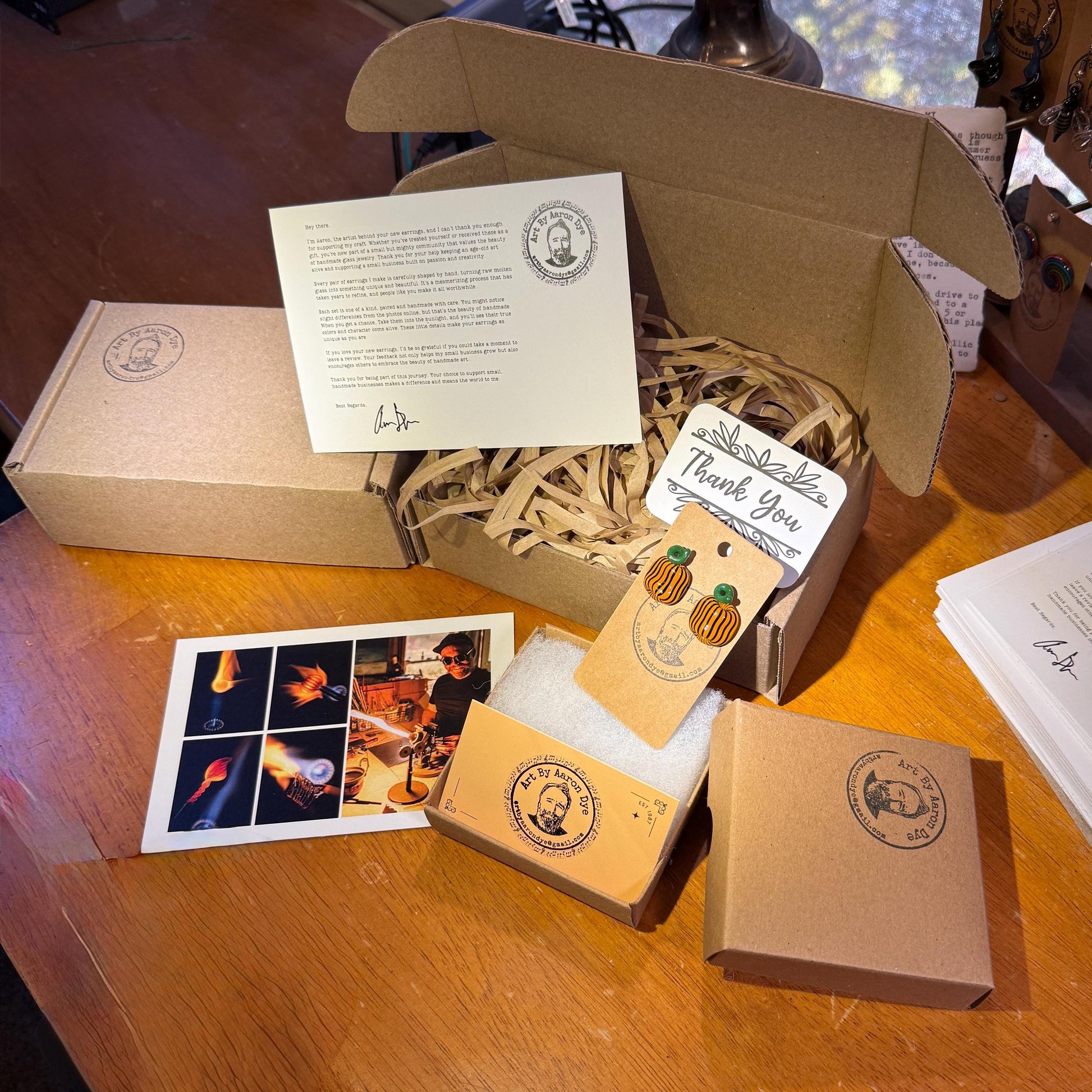 Pumpkin Earrings - Handmade Blown Glass Jewelry with Flatback Studs - Hypoallergenic Nickel-Free posts