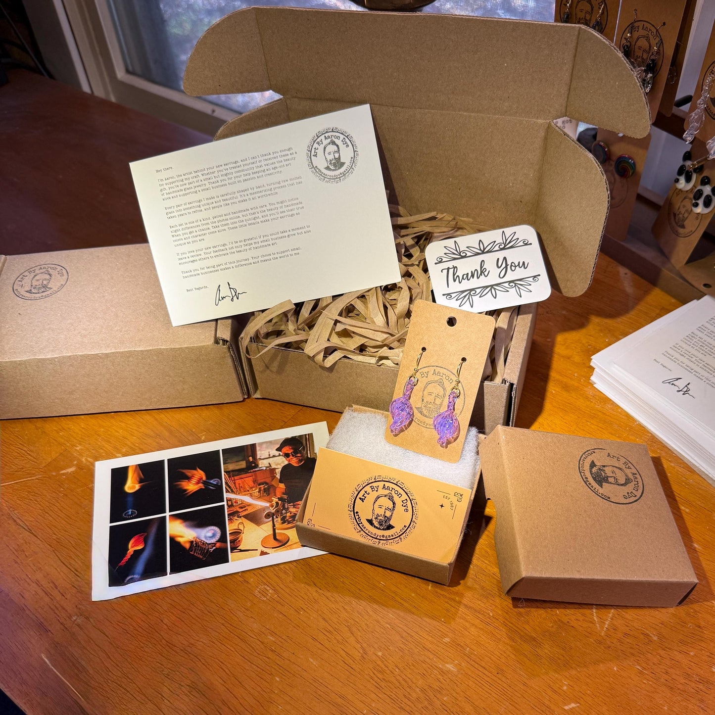 Pink/Purple Blown Glass Earrings - Handmade Jewelry - Hypoallergenic | Art By Aaron Dye