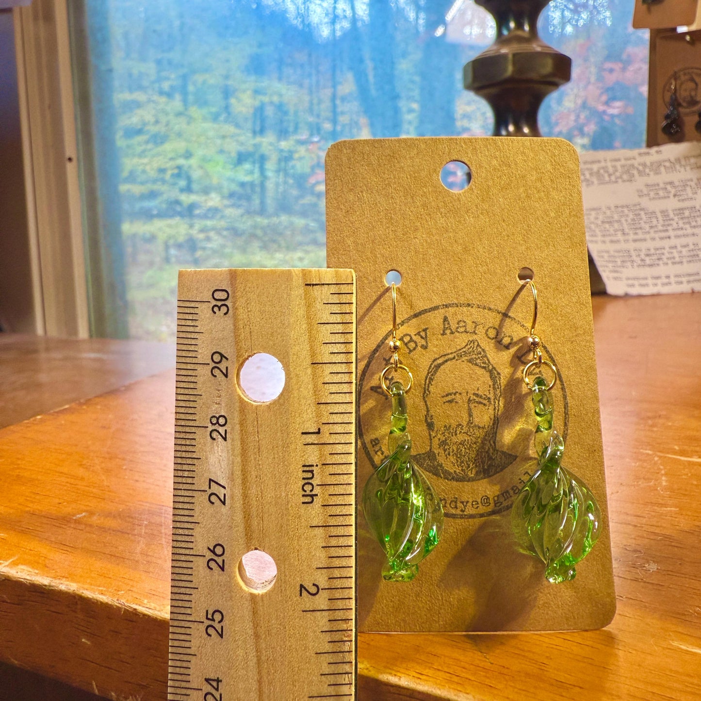 Emerald Green Earrings - Handmade Blown Glass Jewelry - Hypoallergenic Gold Hooks - Handcrafted Gifts | Art By Aaron Dye