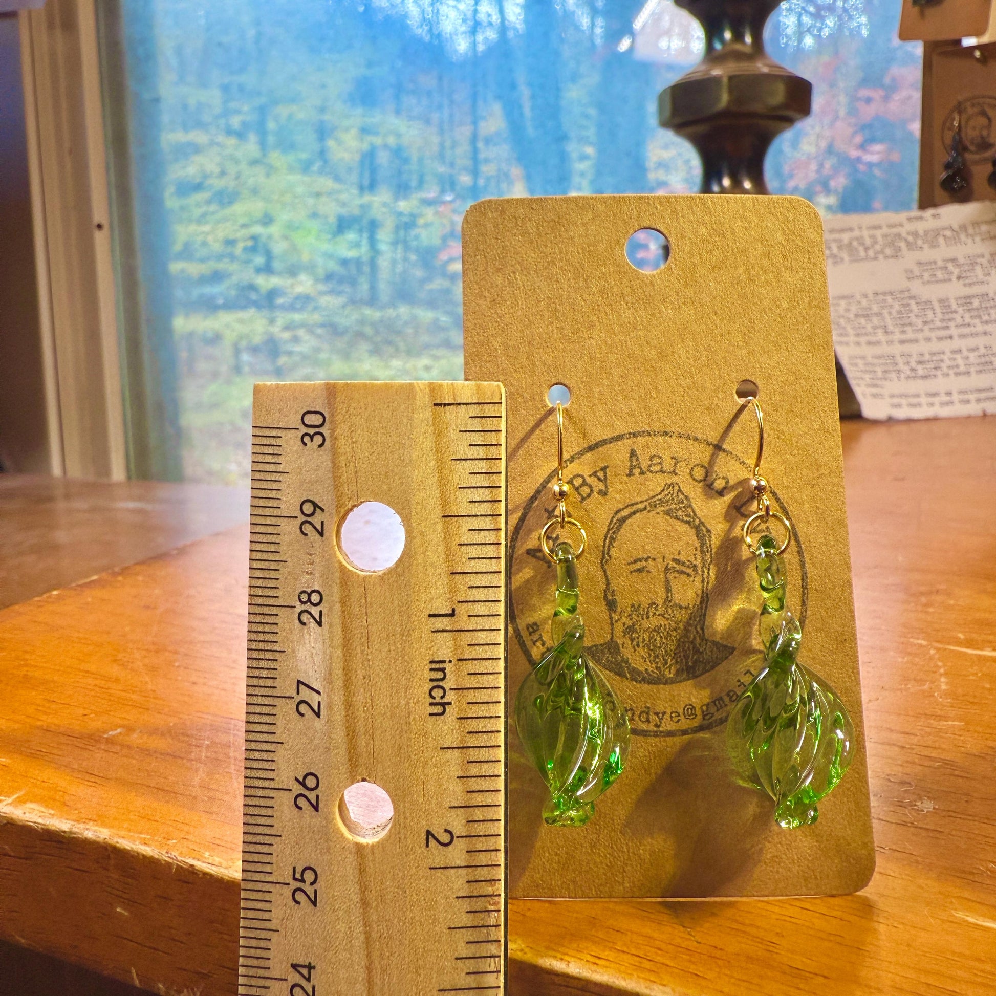 Emerald Green Earrings - Handmade Blown Glass Jewelry - Hypoallergenic Gold Hooks - Handcrafted Gifts | Art By Aaron Dye