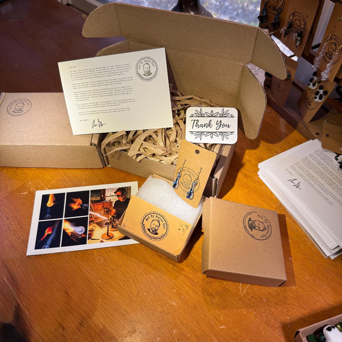 Blue Drop Blown Glass Earrings - Handmade Jewelry | Art By Aaron Dye