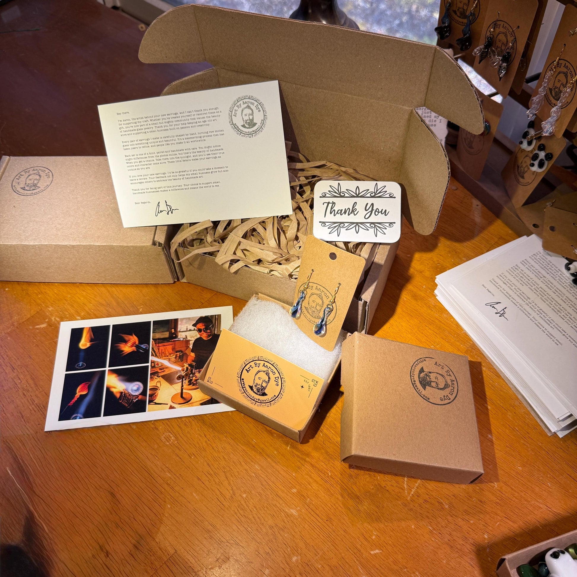 Blue Drop Blown Glass Earrings - Handmade Jewelry | Art By Aaron Dye