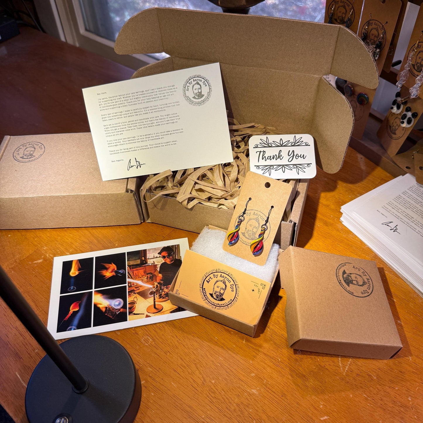 Rainbow Swirl Blown Glass Earrings - Handmade Jewelry - Hypoallergenic | Art By Aaron Dye