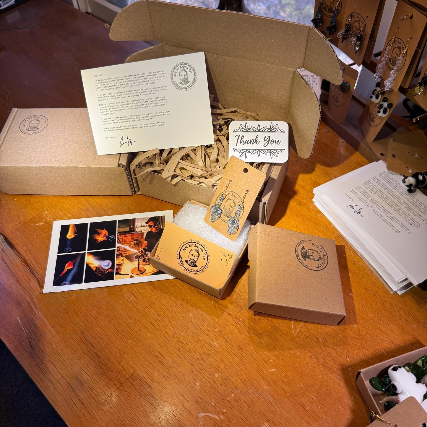 Vibrant Sea Blue Glass Earrings - Handmade Statement Jewelry - Glass Blown Gift | Art By Aaron Dye