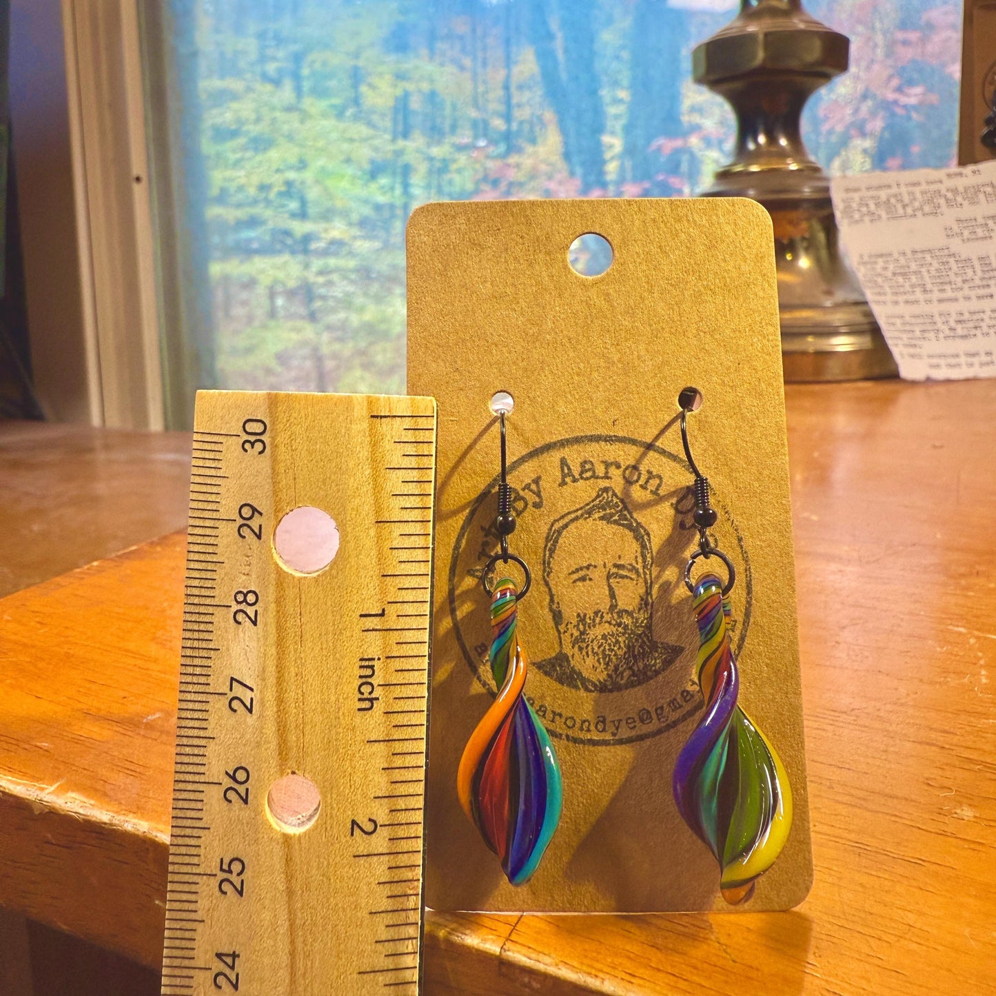 Rainbow Swirl Blown Glass Earrings - Handmade Jewelry - Hypoallergenic | Art By Aaron Dye